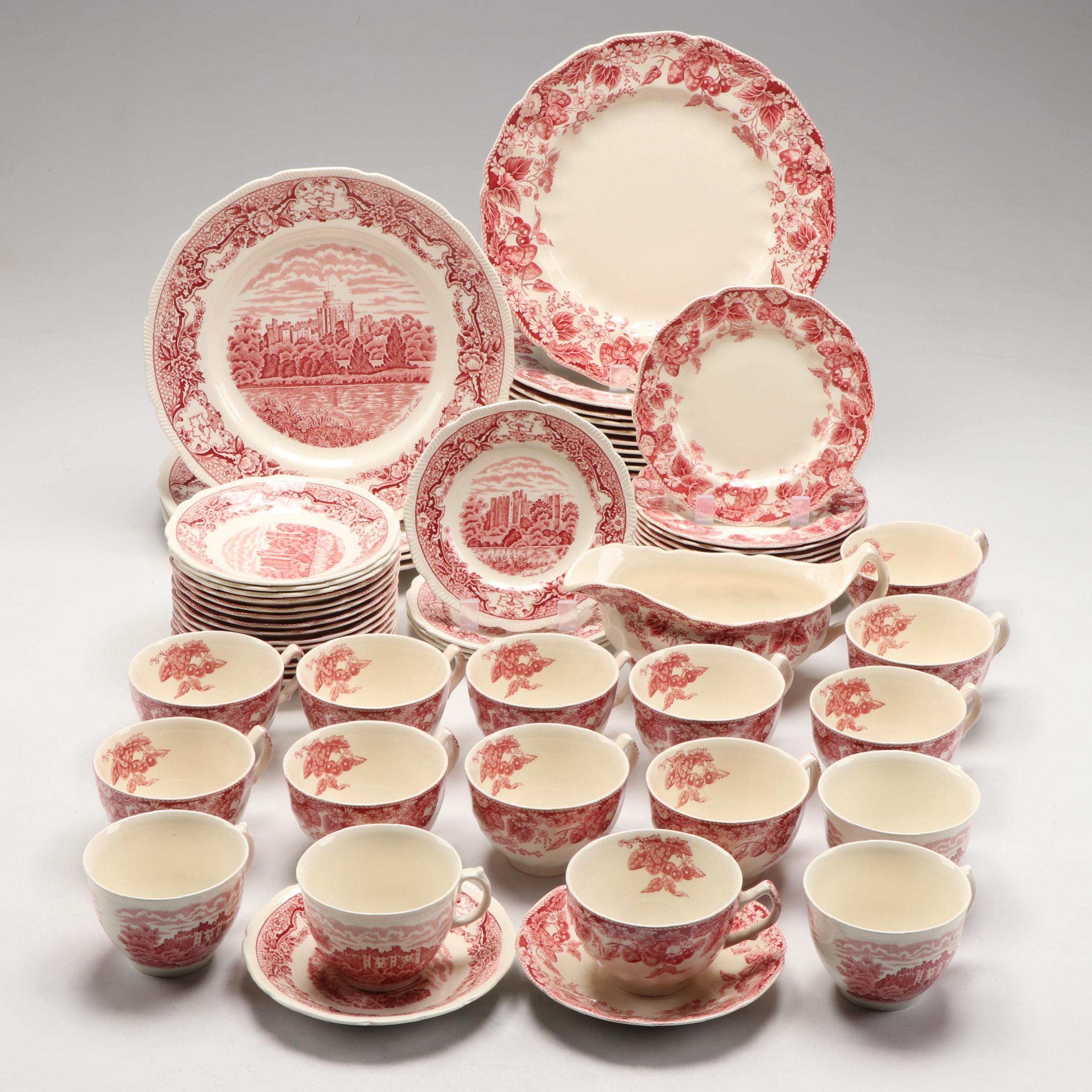 Johnson Bros. "Strawberry Fair," Royal Swan "Historic Castles" Pink Dinnerware