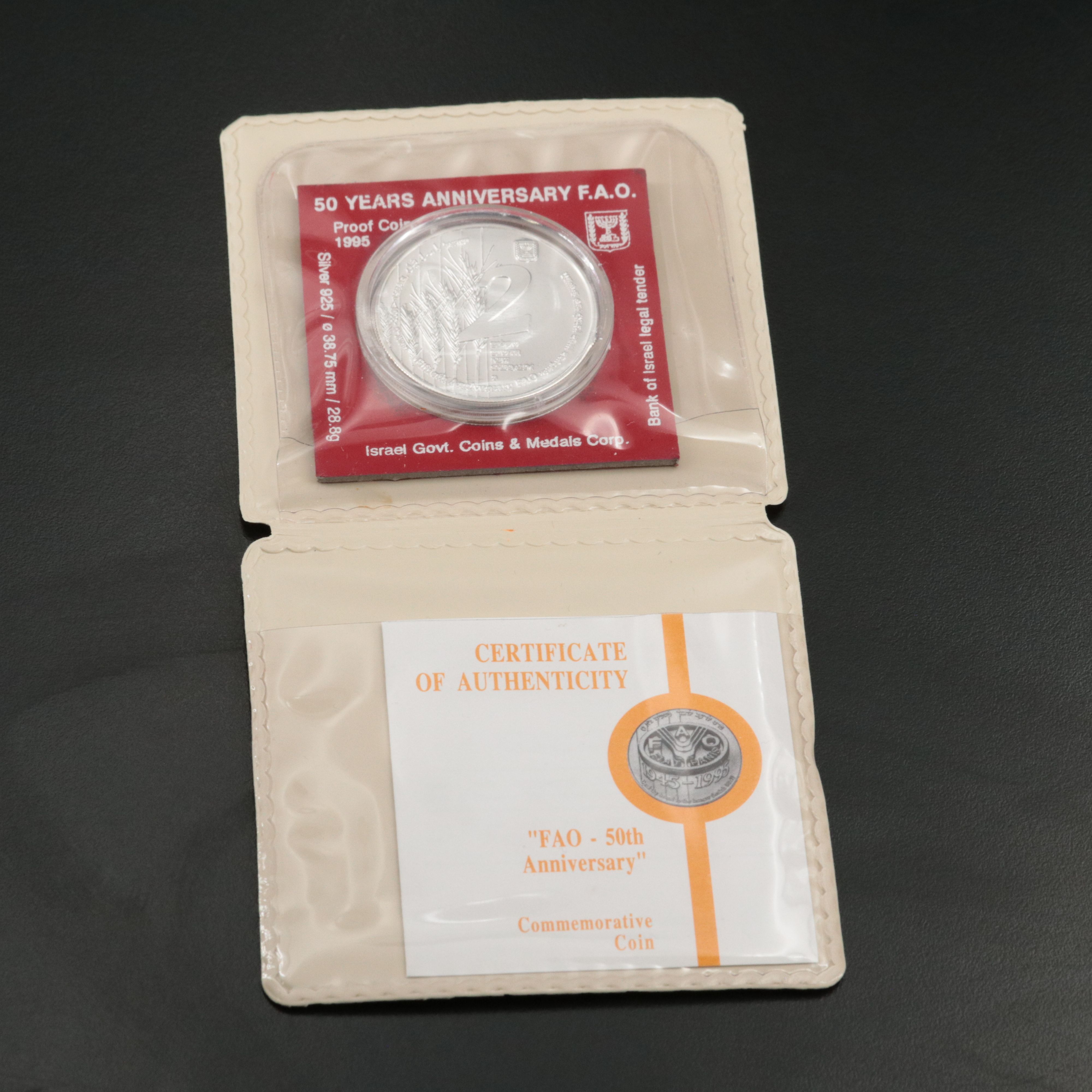 1995 Israel Silver Medal Commemorating 50th Anniversary FAO