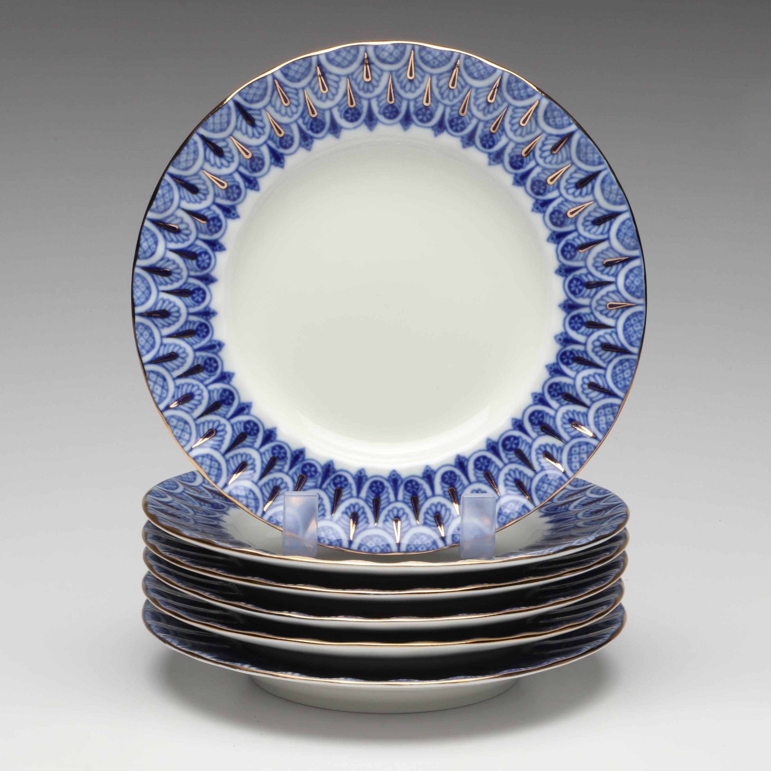 Lomonosov "Cobalt Net" Gold Gilt Porcelain Teaware
