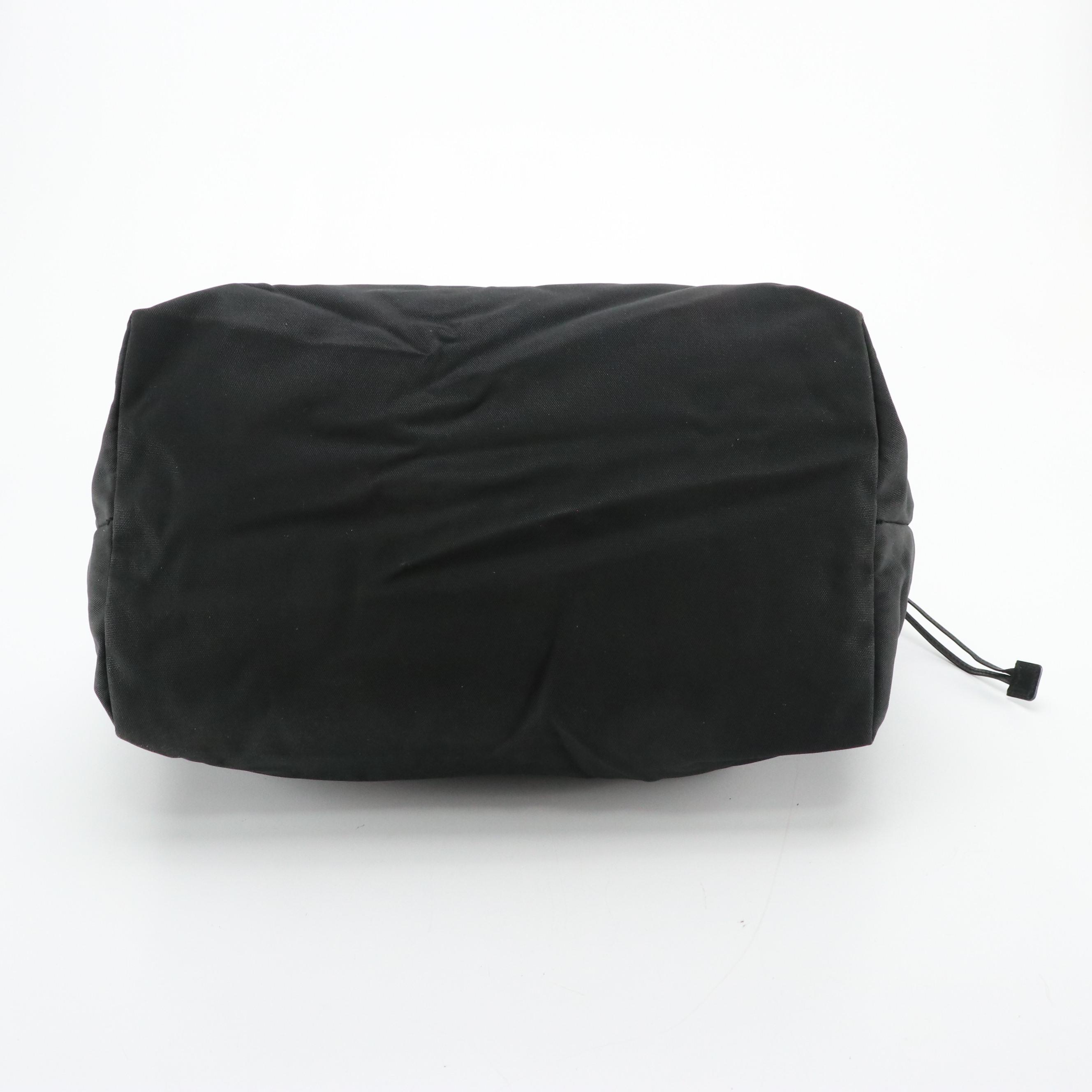 Gucci Side Drawstring Tote in Black Nylon Canvas and Leather