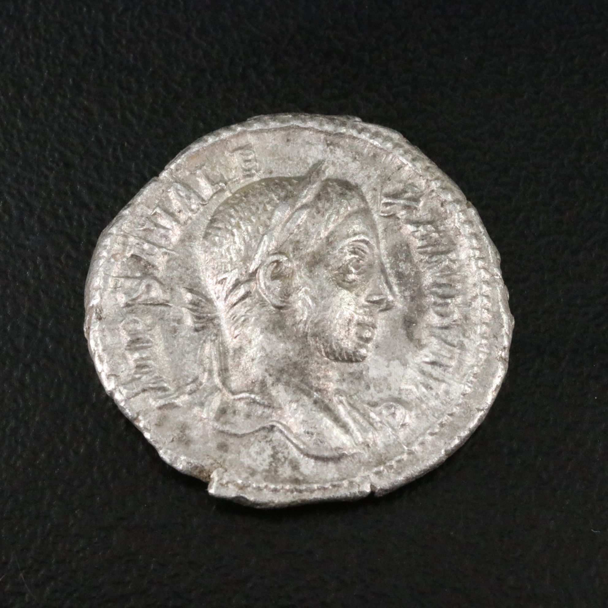 Ancient Roman Imperial AR Denarius Coin of Severus Alexander, ca. 228 A.D.