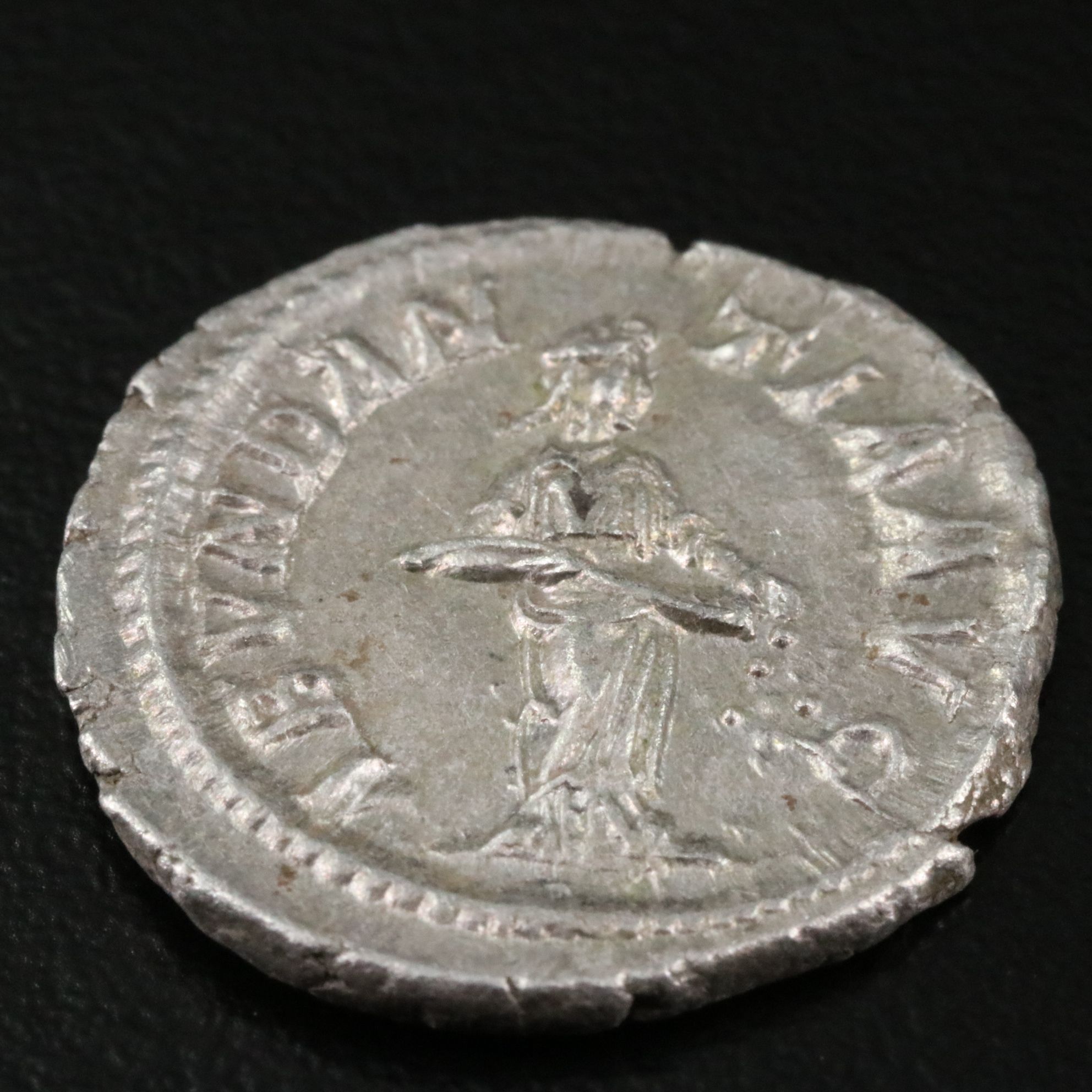 Ancient Roman Imperial AR Denarius Coin of Severus Alexander, ca. 228 A.D.