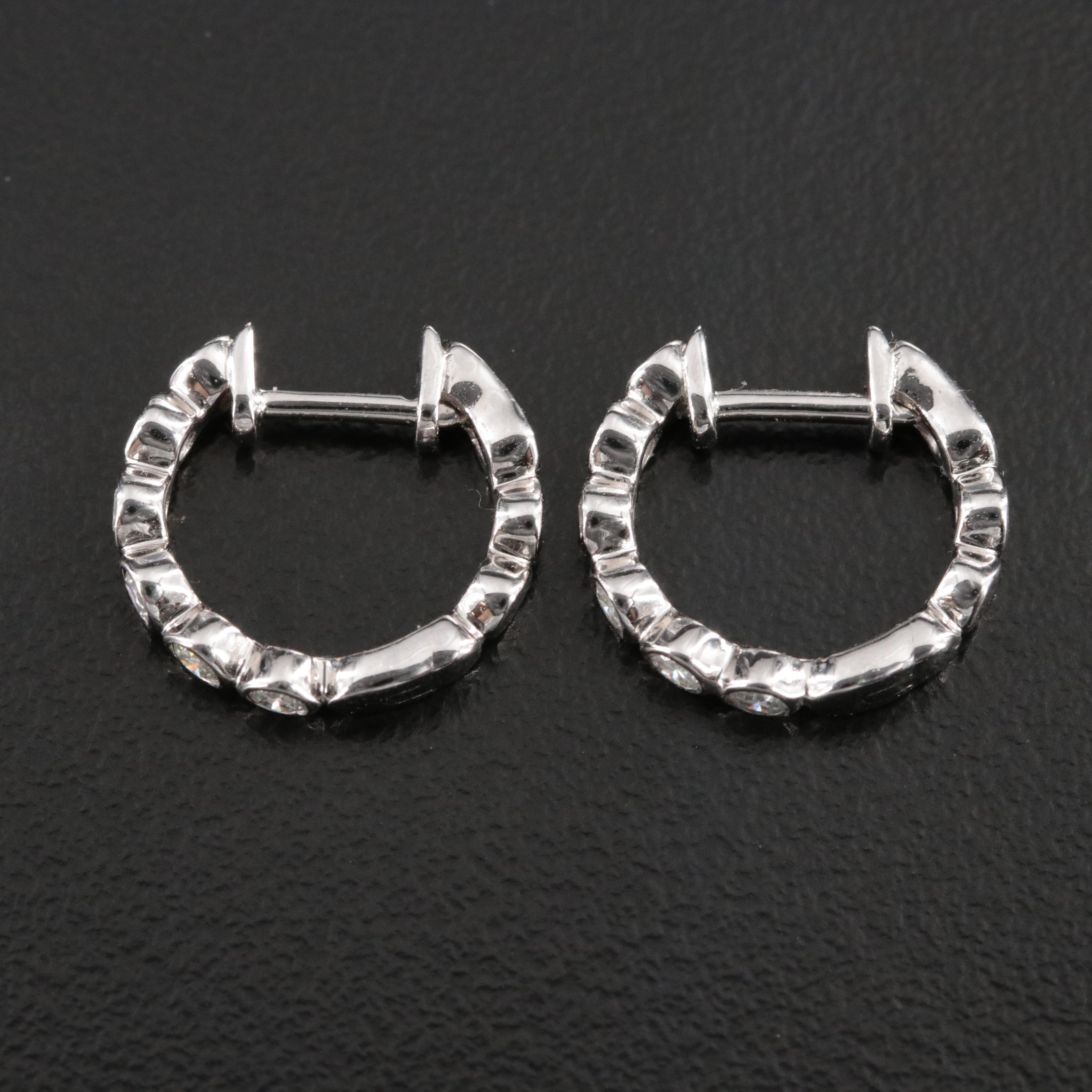 14K 0.36 CTW Diamond Huggie Hoop Earrings