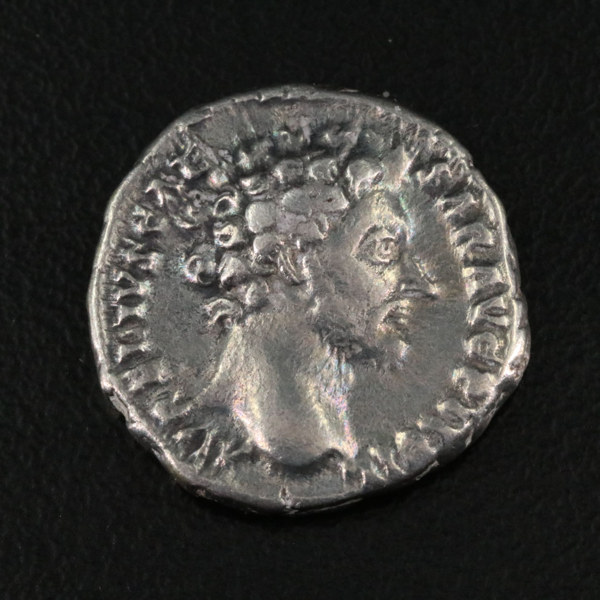 Ancient Roman Imperial AR Denarius Coin of Marcus Aurelius, ca. 153 A.D.