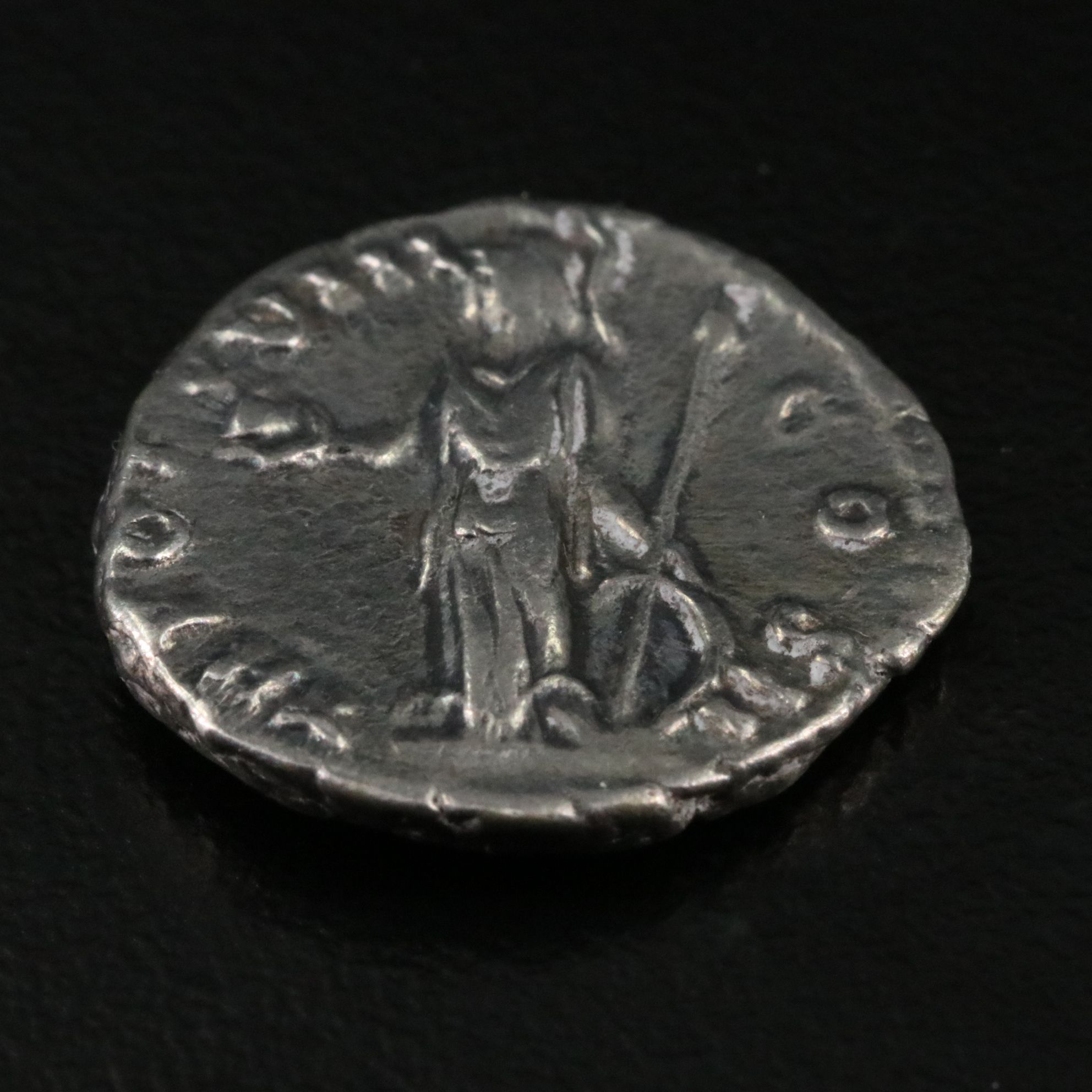 Ancient Roman Imperial AR Denarius Coin of Marcus Aurelius, ca. 153 A.D.