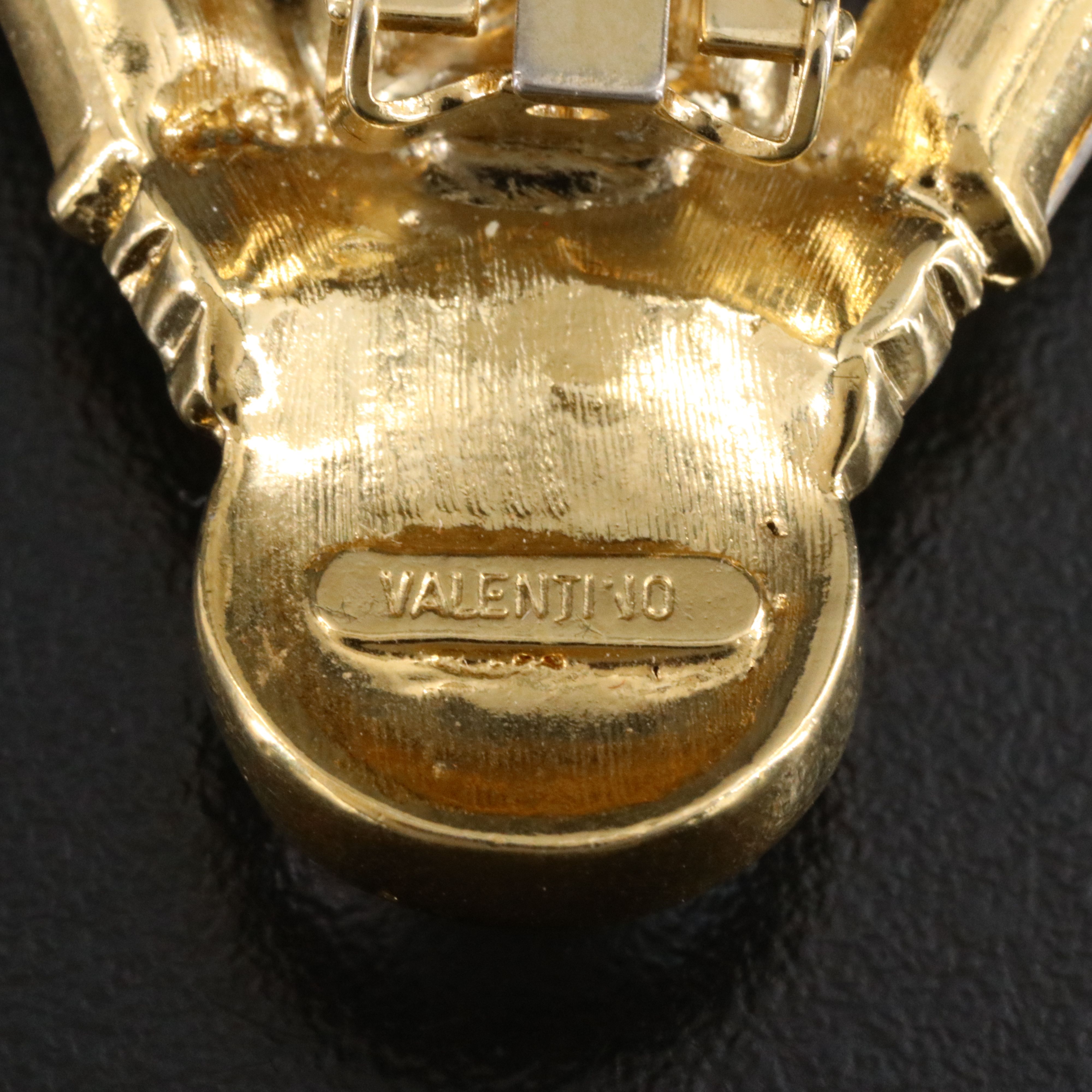 Valentino Faux Pearl and Crystal Fan Clip Earrings