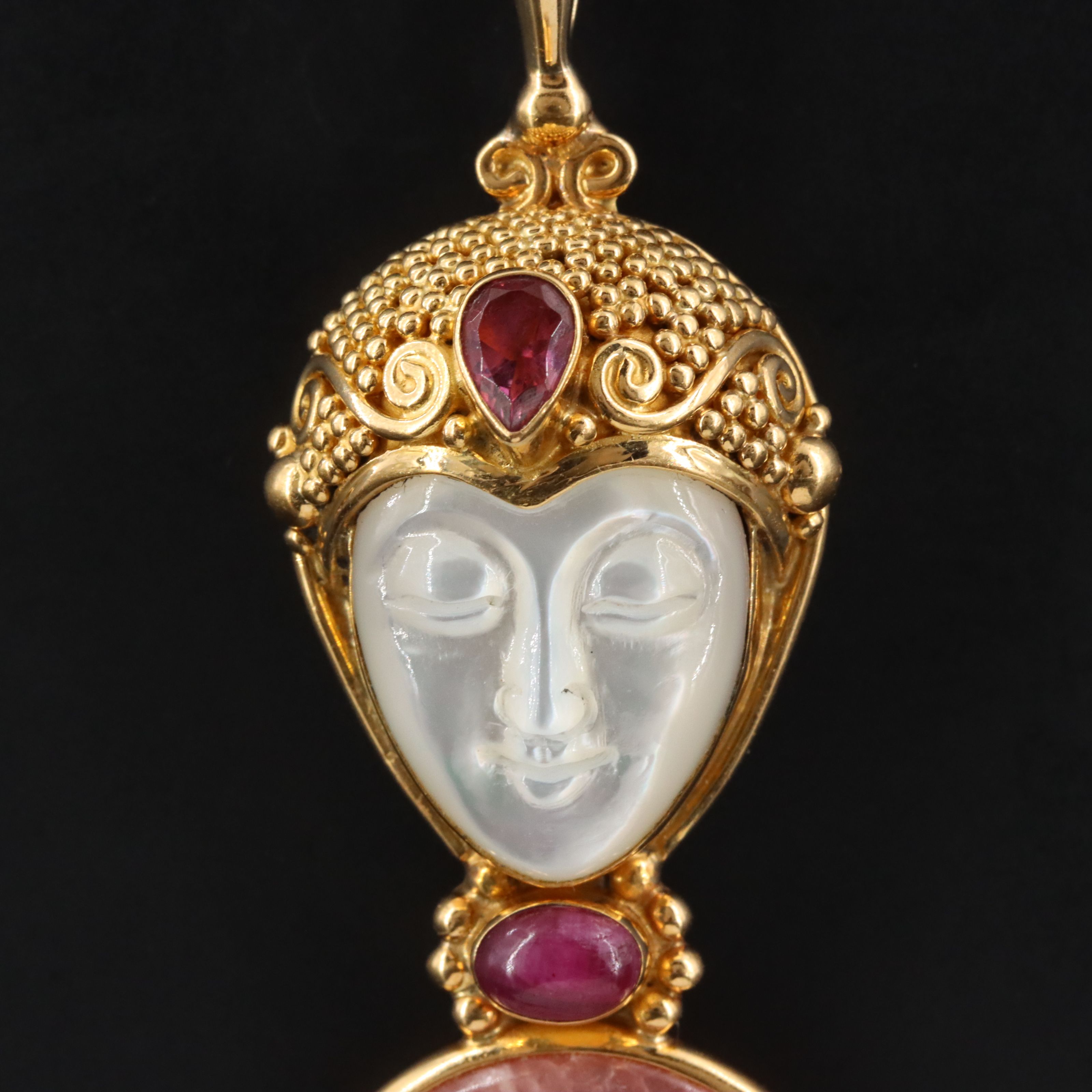 Sajen 18K Mother-of-Pearl, Rhodochrosite and Gemstone Pendant