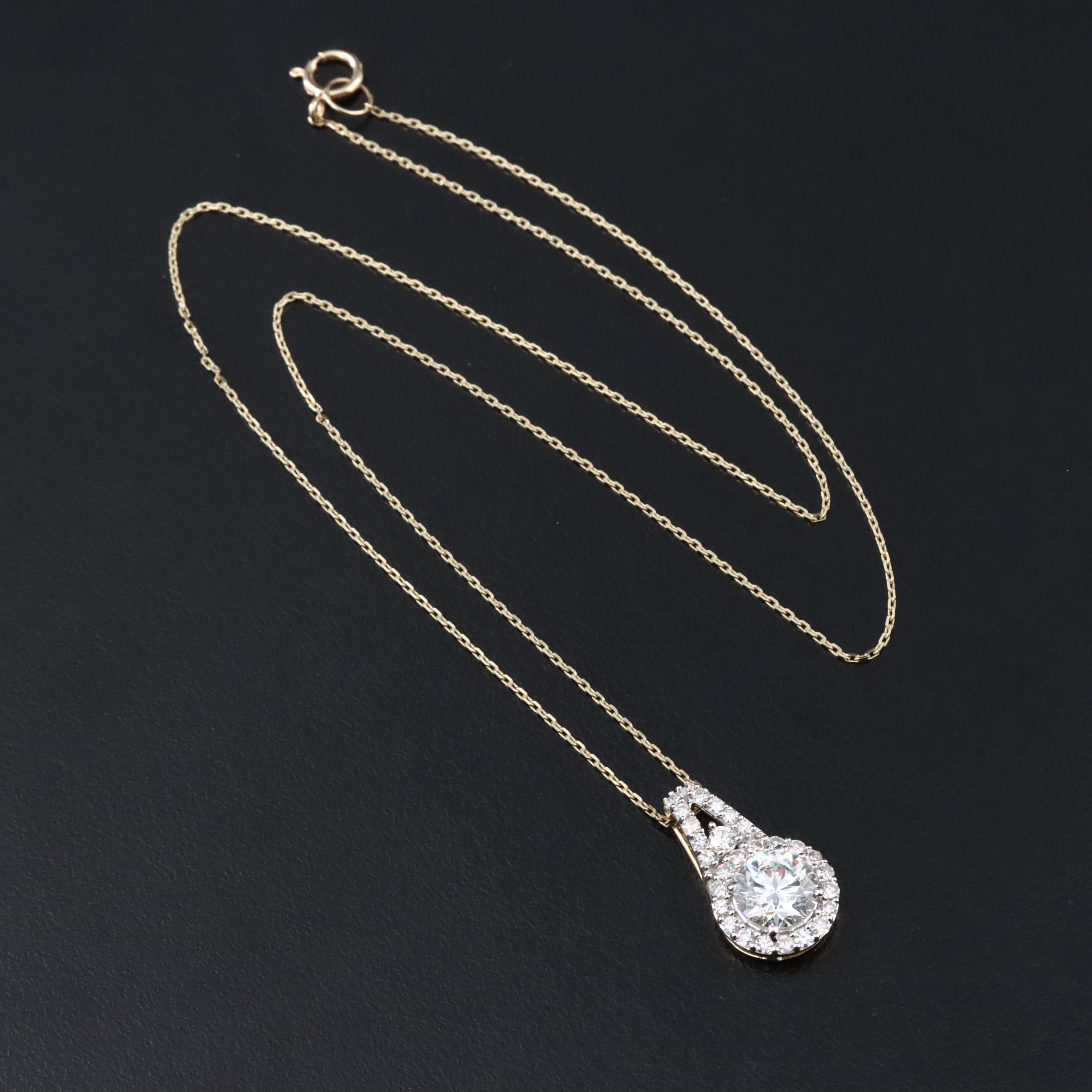 14K 2.08 CTW Lab Grown Diamond Necklace with online GIA Report