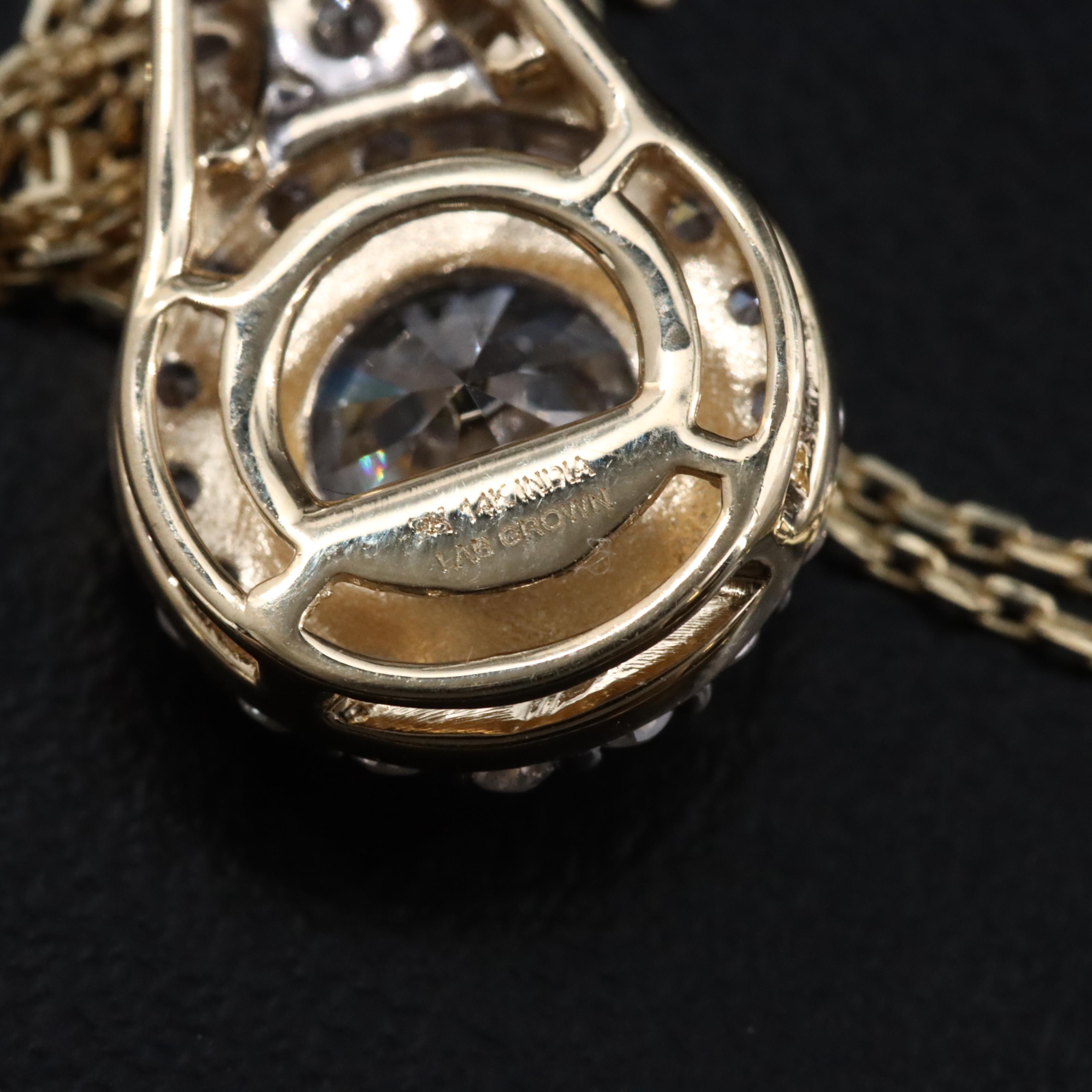 14K 2.08 CTW Lab Grown Diamond Necklace with online GIA Report