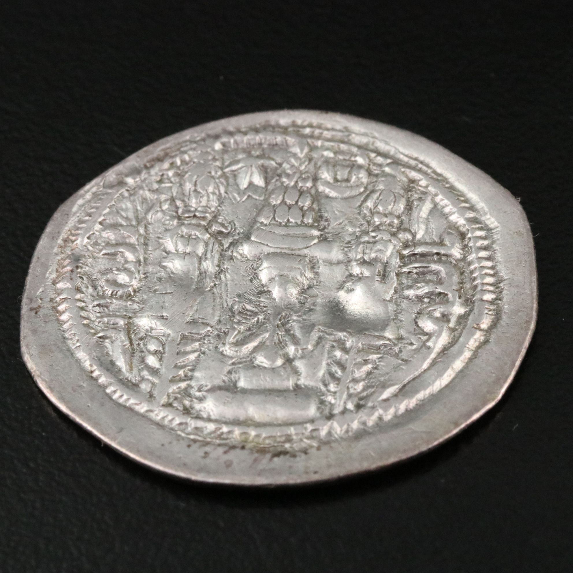 Ancient Sasanian AR Drachm coin of Hormazd IV, ca. 589 A.D.