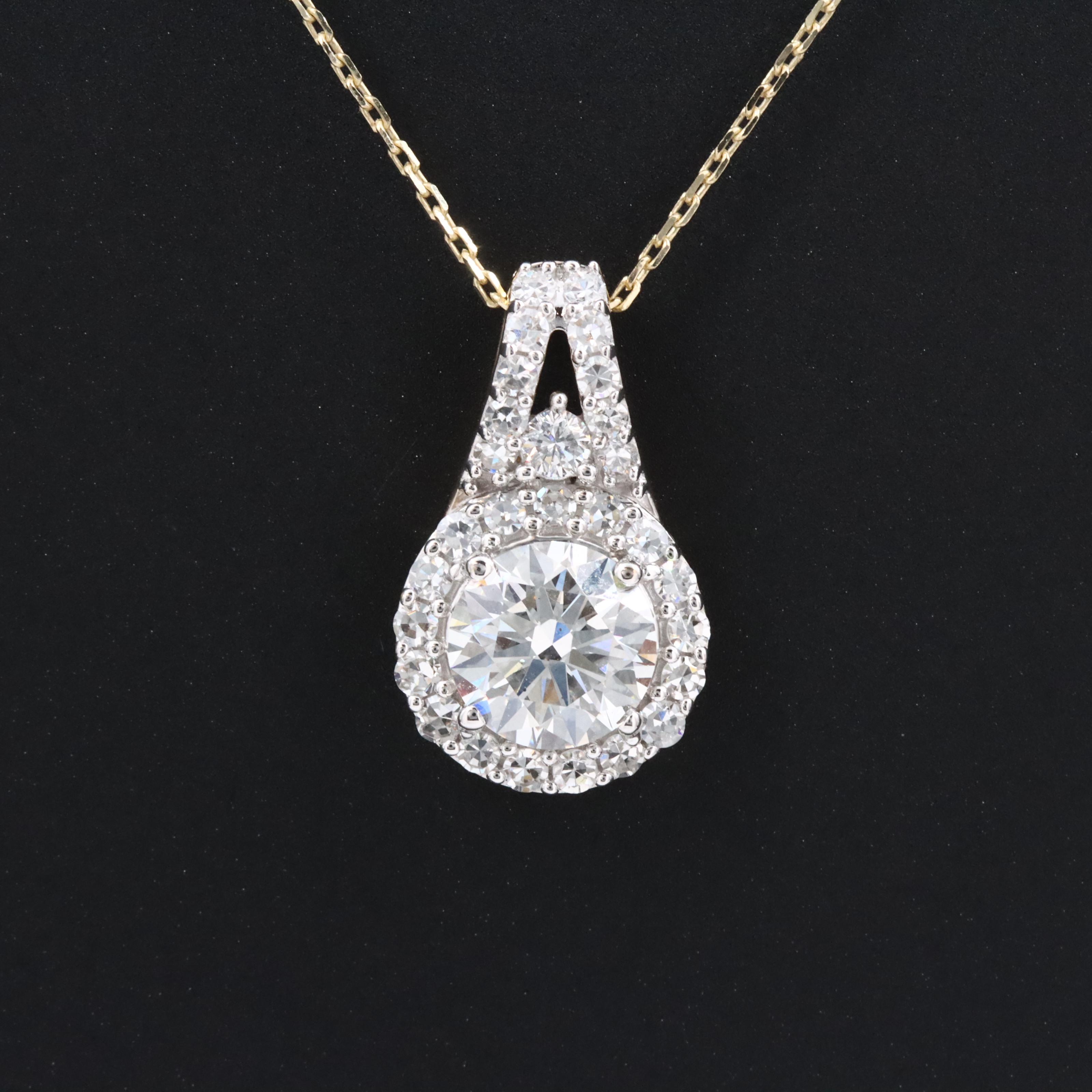 14K 2.01 CTW Lab Grown Diamond Necklace with Online GIA Report