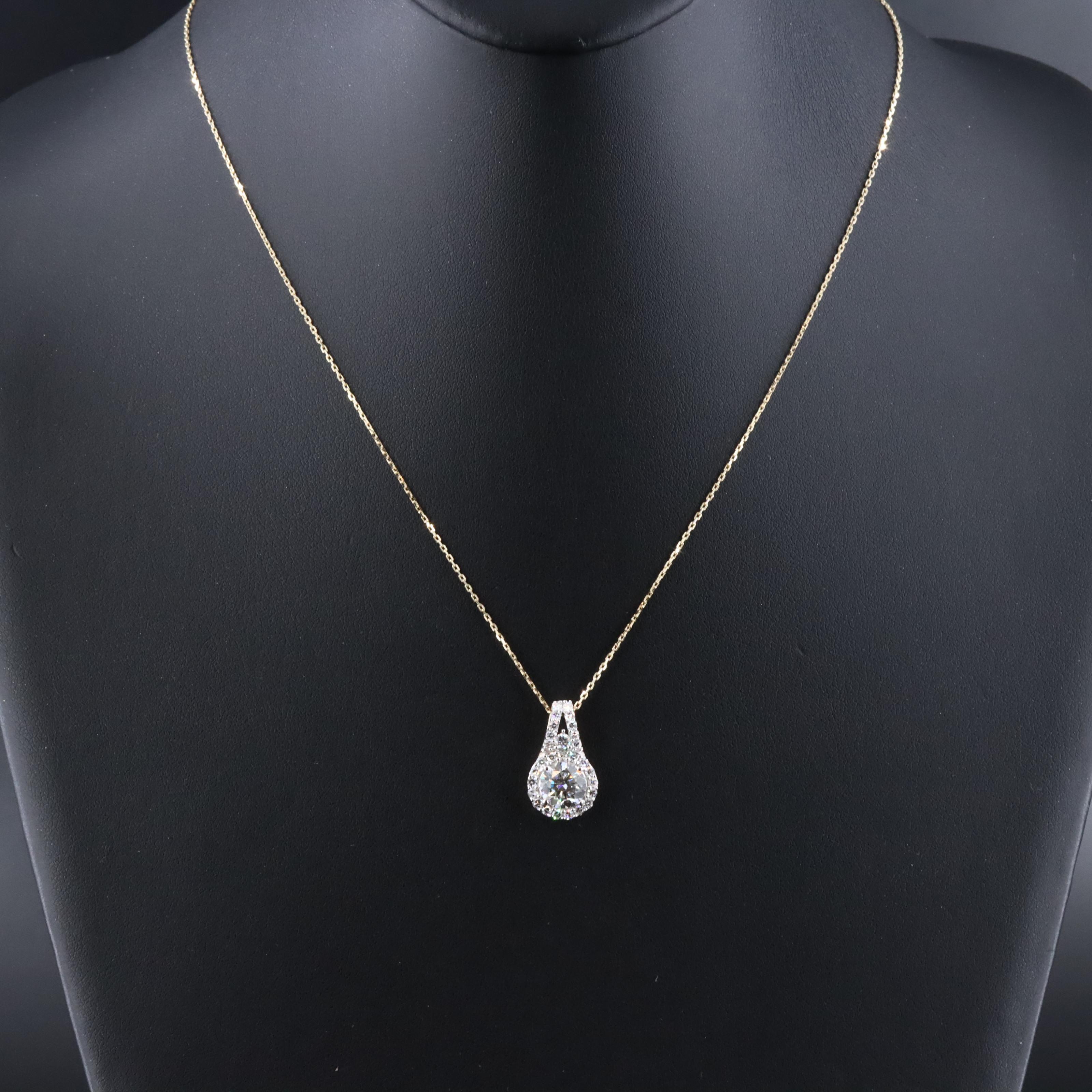 14K 2.01 CTW Lab Grown Diamond Necklace with Online GIA Report