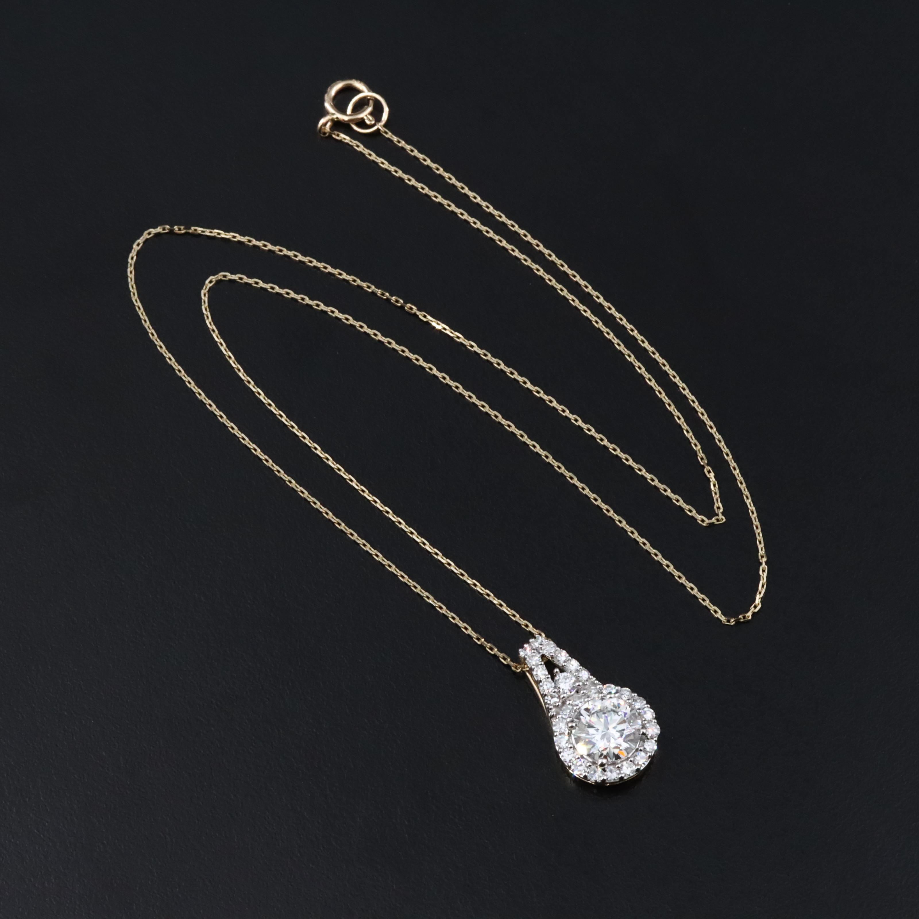 14K 2.01 CTW Lab Grown Diamond Necklace with Online GIA Report