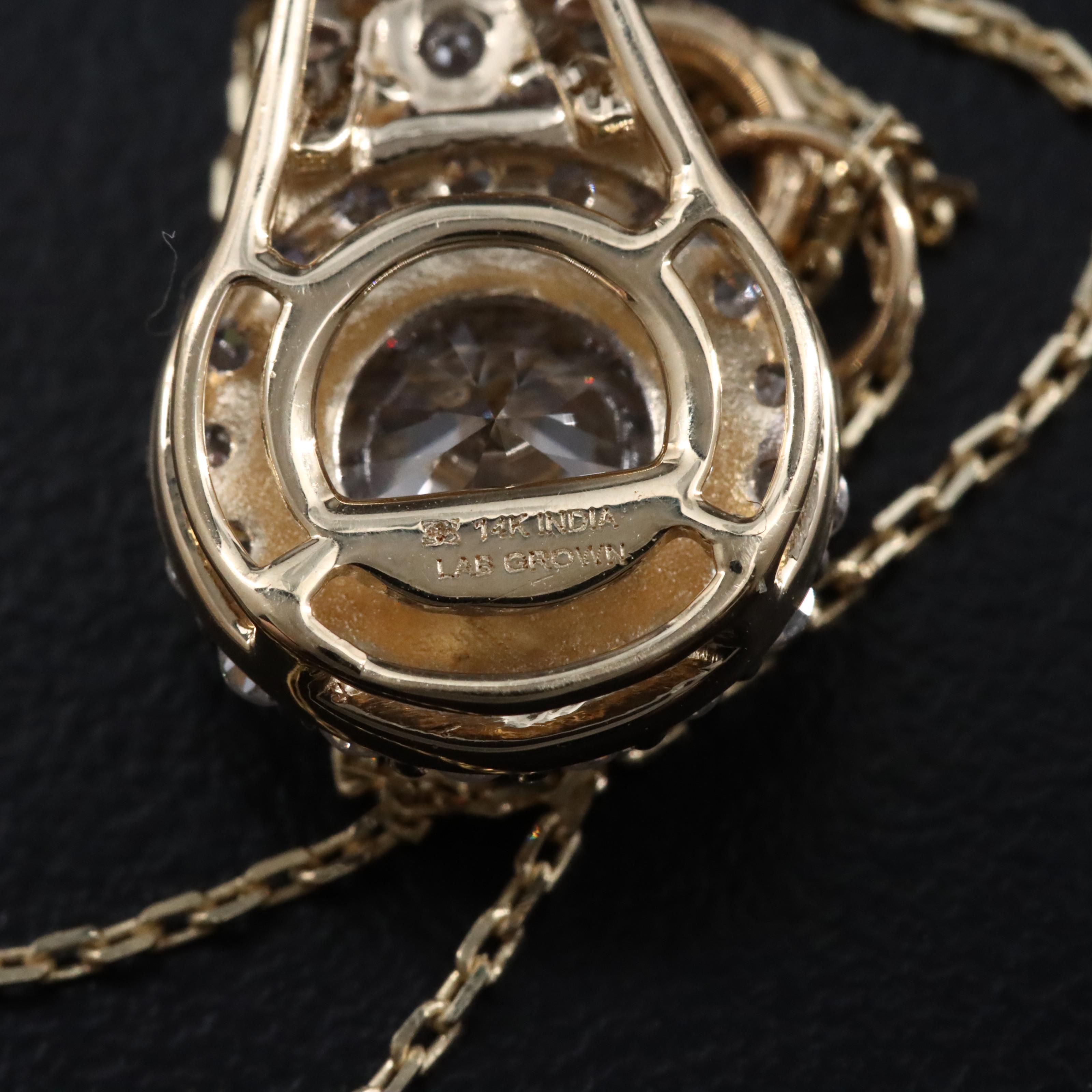 14K 2.01 CTW Lab Grown Diamond Necklace with Online GIA Report