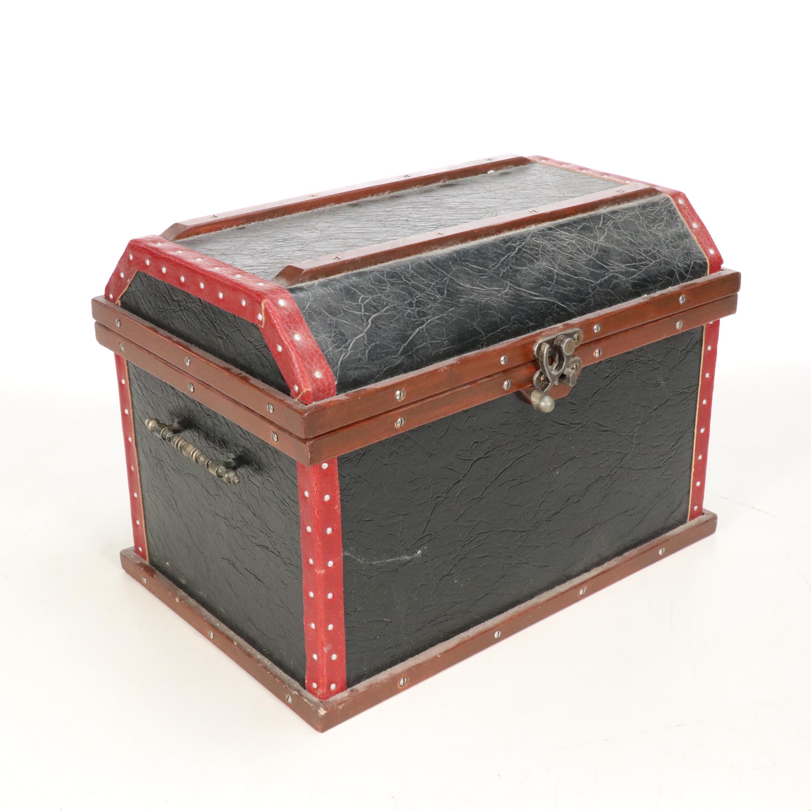 Richard C. Higgins Victorian Style Dome Top Trunk Shaped Box, 1987
