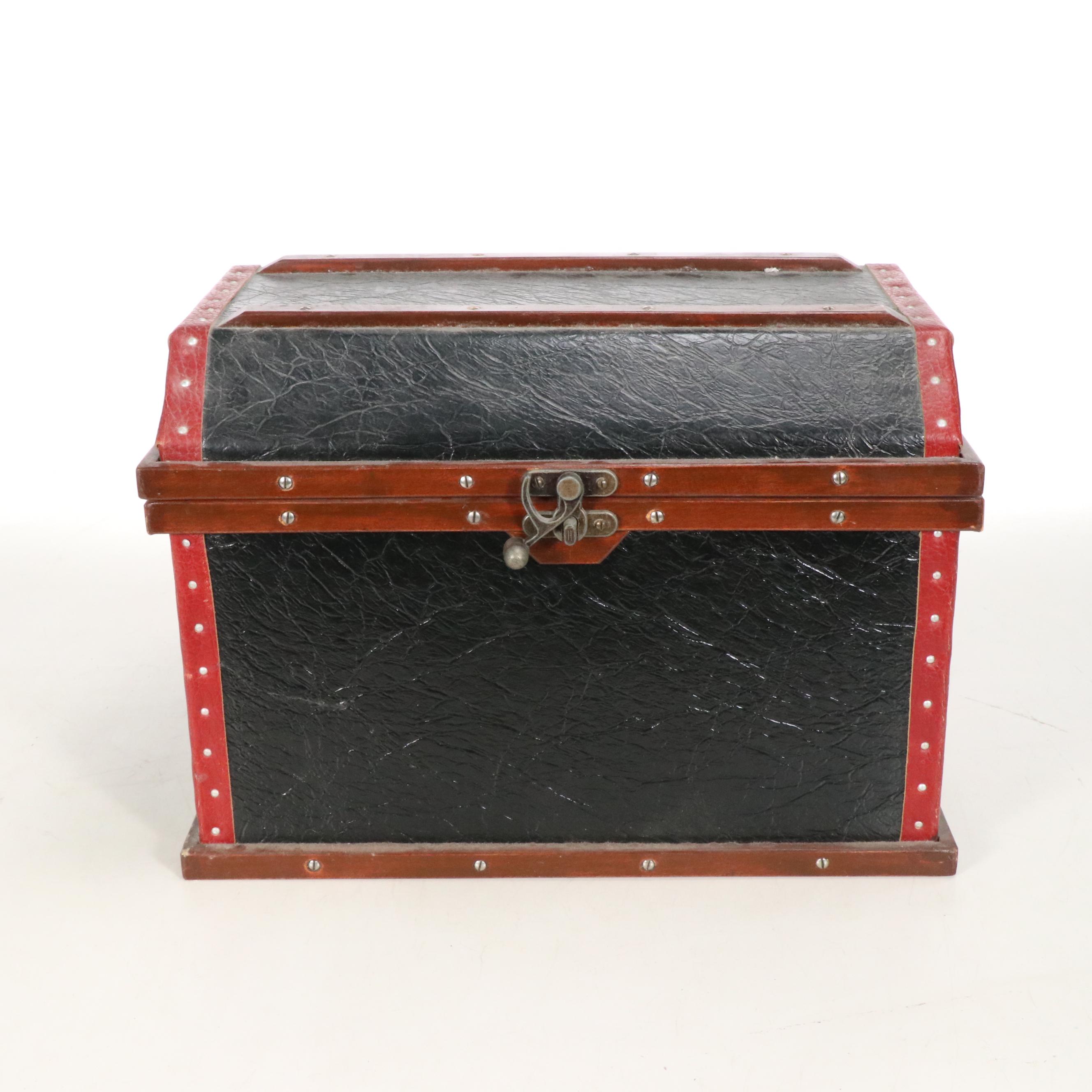 Richard C. Higgins Victorian Style Dome Top Trunk Shaped Box, 1987