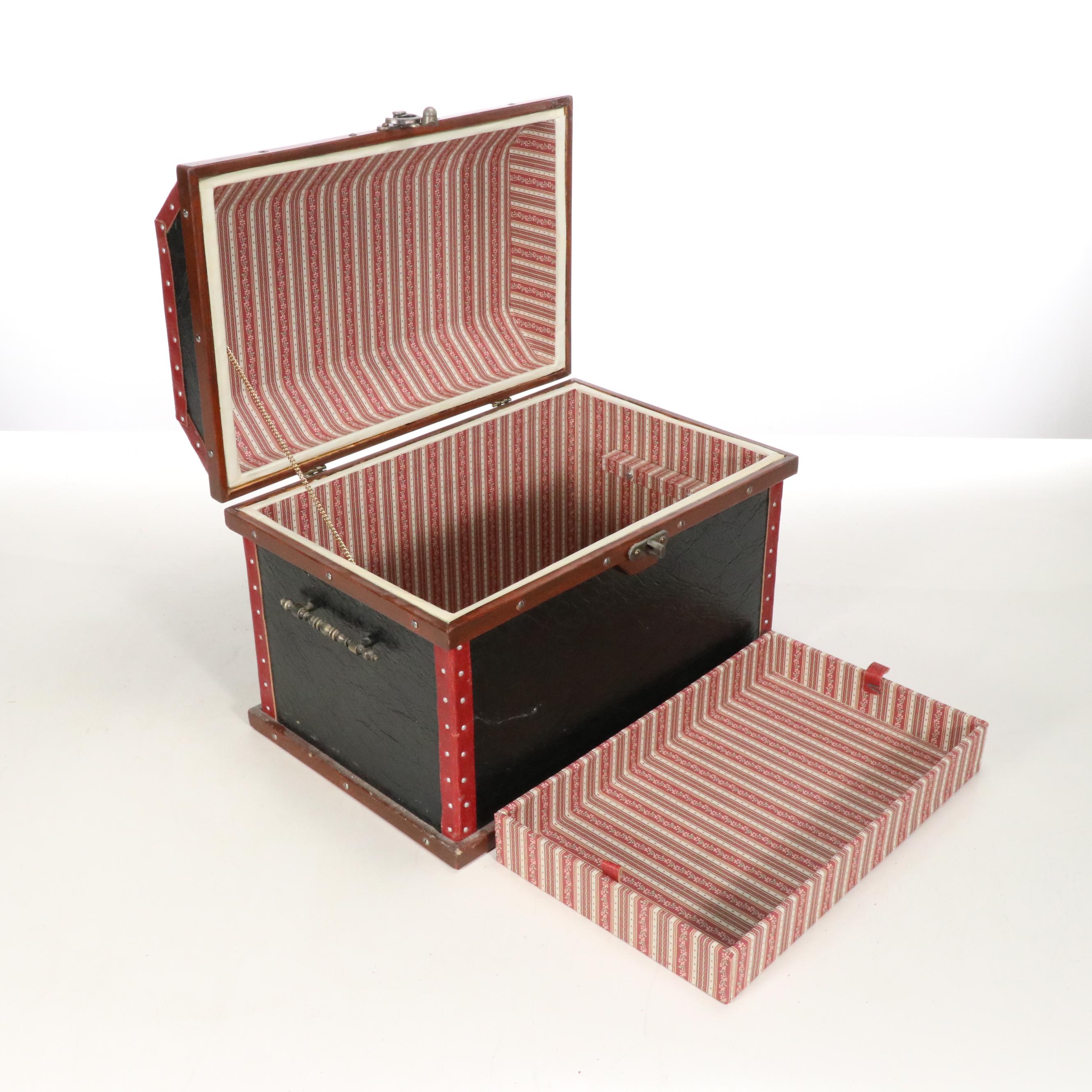 Richard C. Higgins Victorian Style Dome Top Trunk Shaped Box, 1987