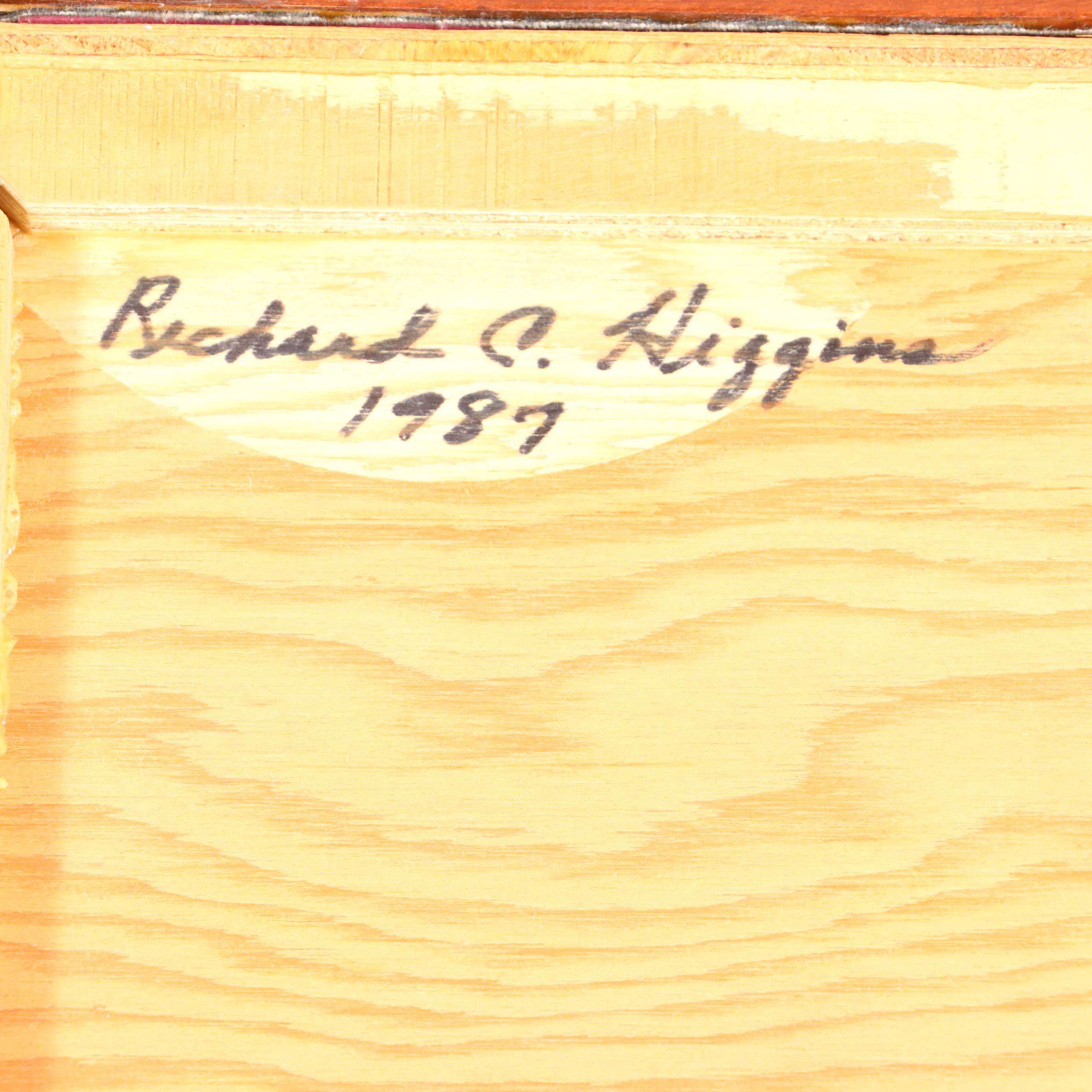 Richard C. Higgins Victorian Style Dome Top Trunk Shaped Box, 1987