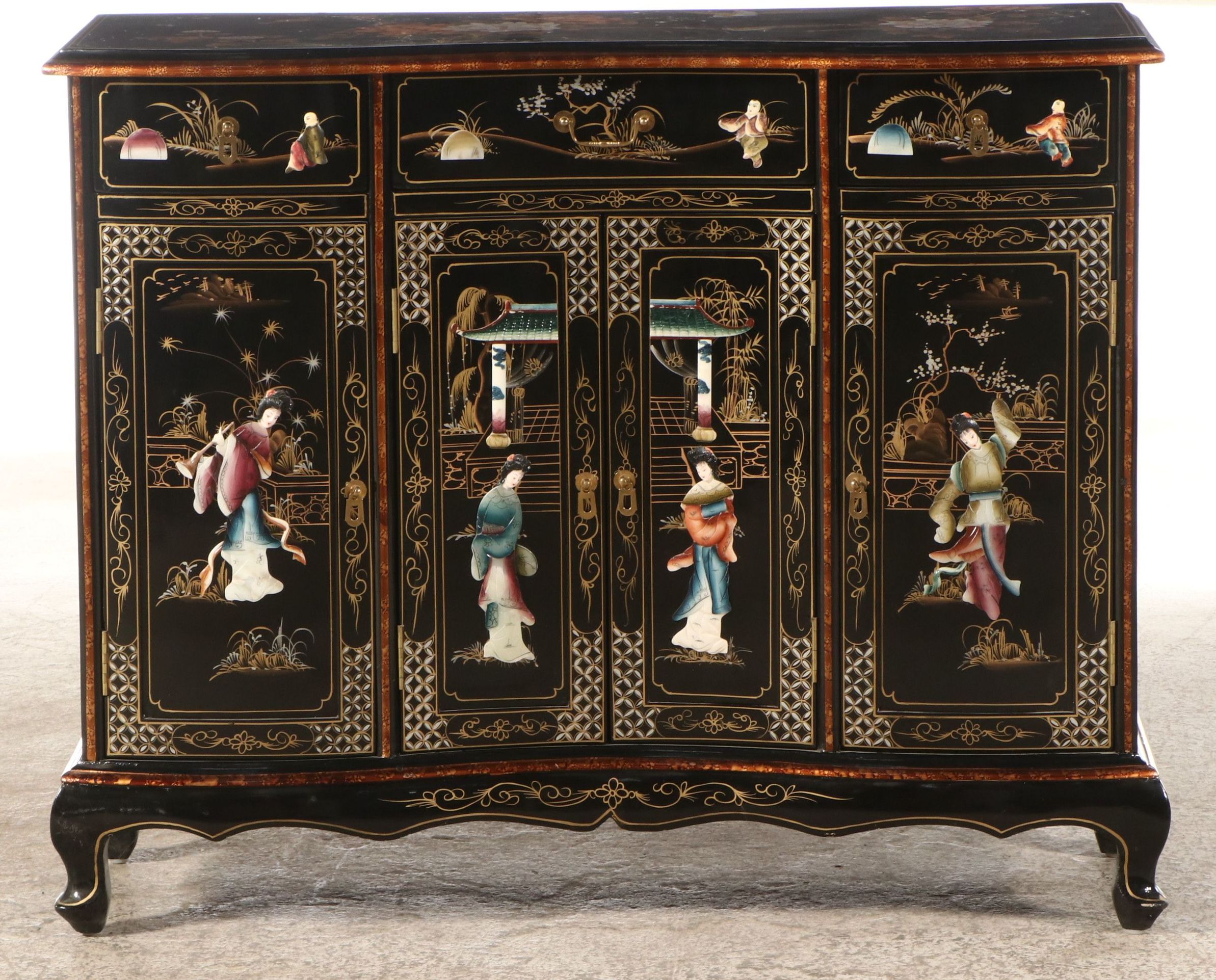 Chinese Gilt and Lacquered Wood Buffet, Late 20th Century