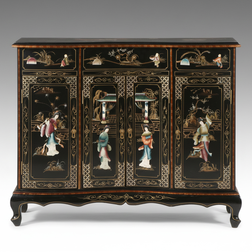 Chinese Gilt and Lacquered Wood Buffet, Late 20th Century