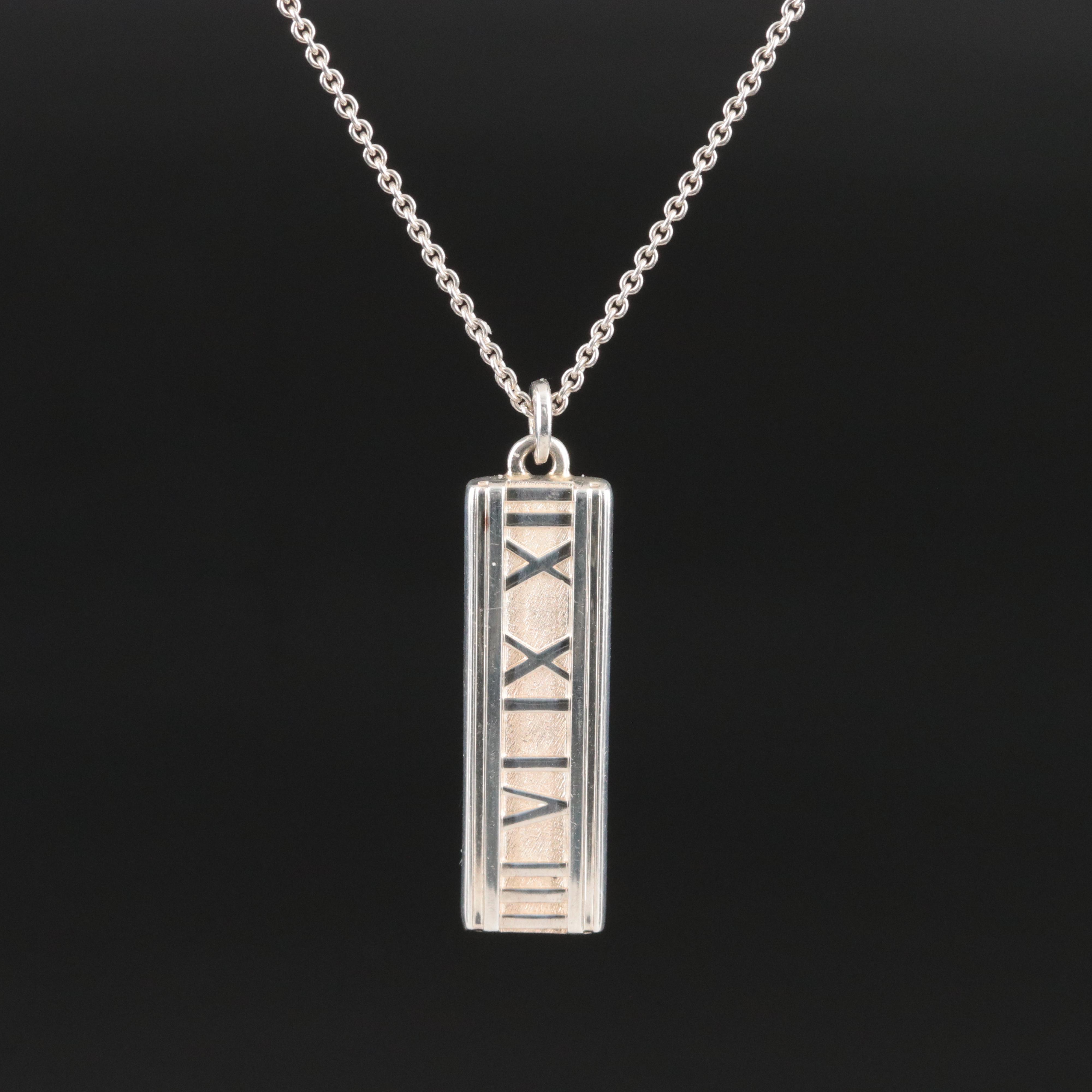 Tiffany & Co. Atlas Sterling Bar Pendant Necklace