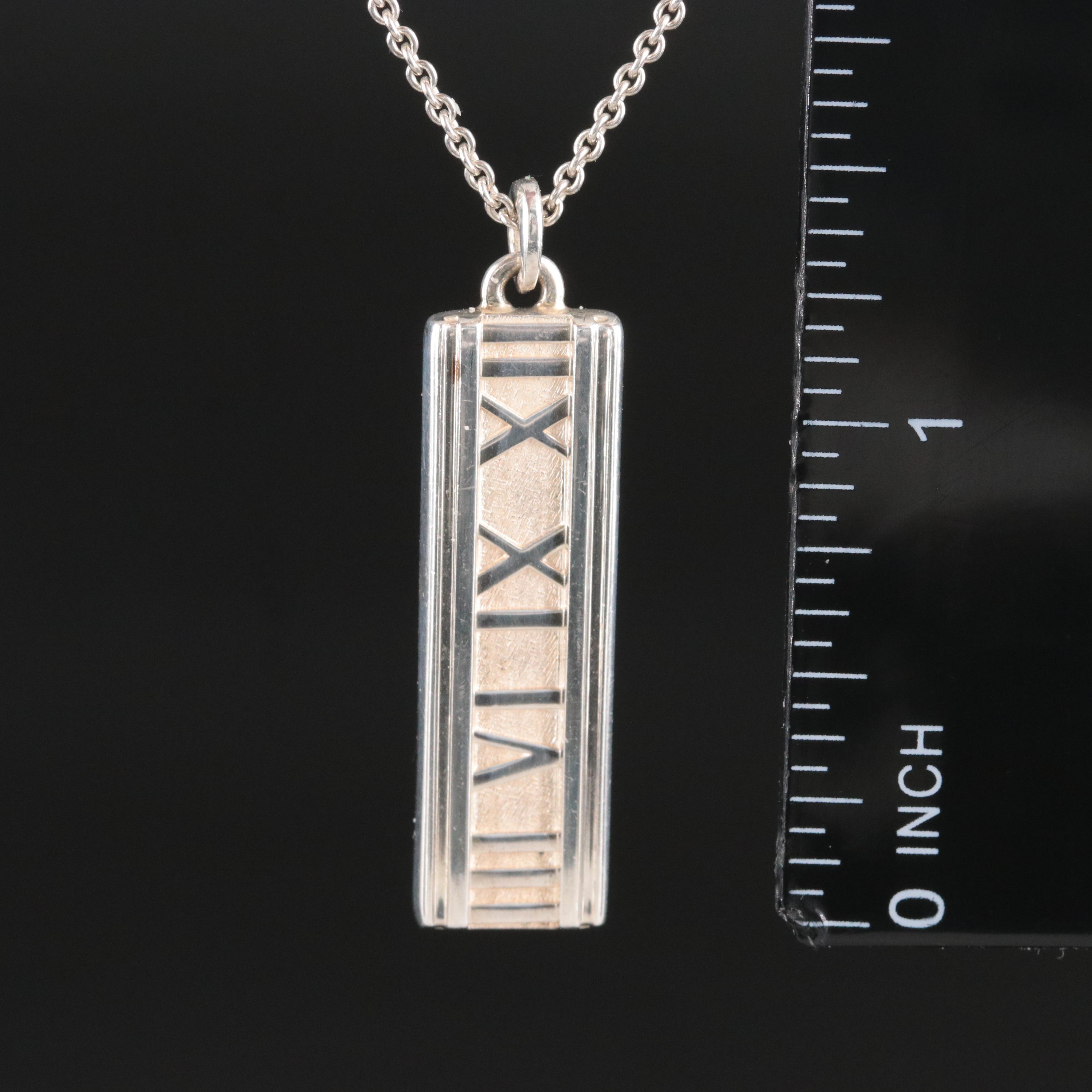 Tiffany & Co. Atlas Sterling Bar Pendant Necklace
