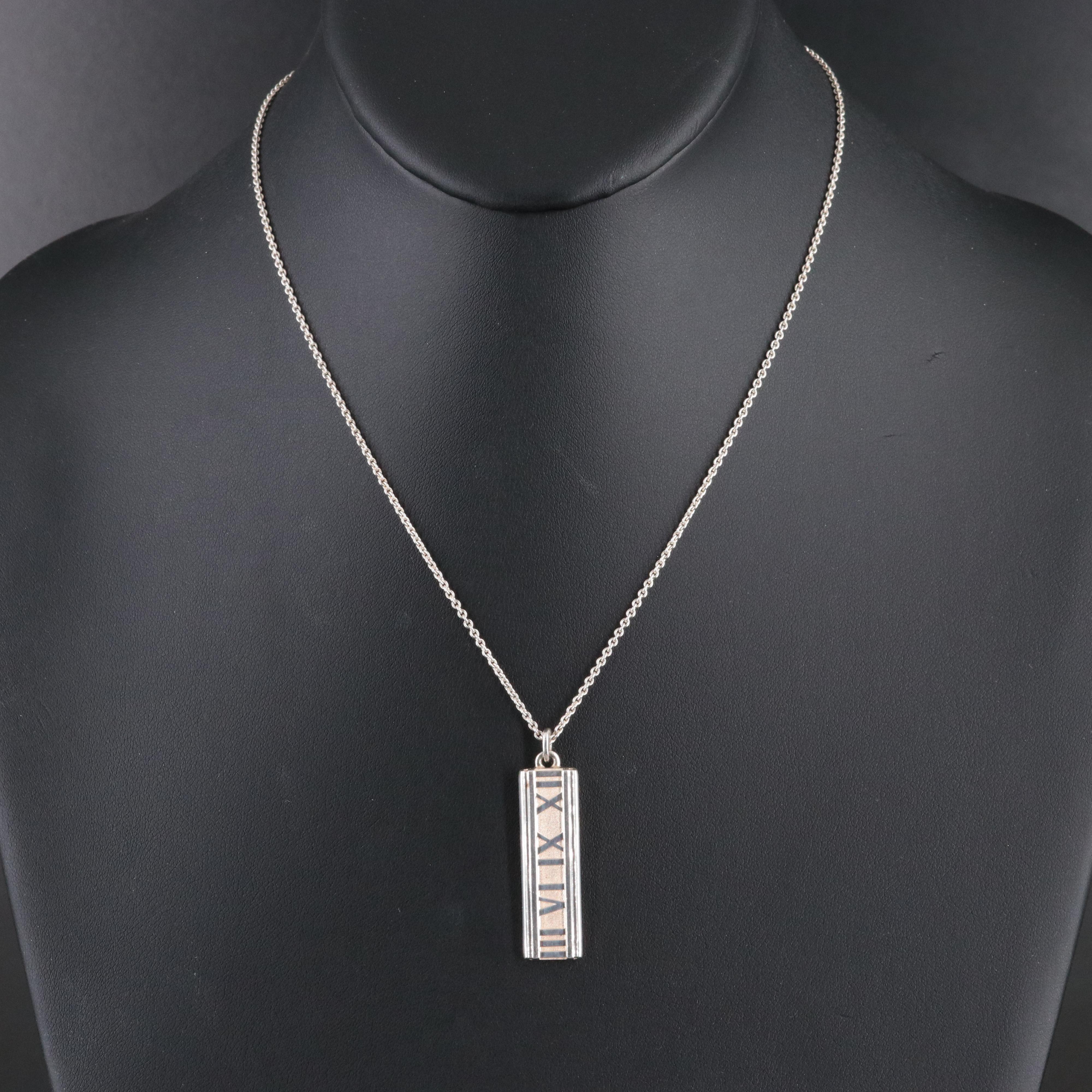 Tiffany & Co. Atlas Sterling Bar Pendant Necklace