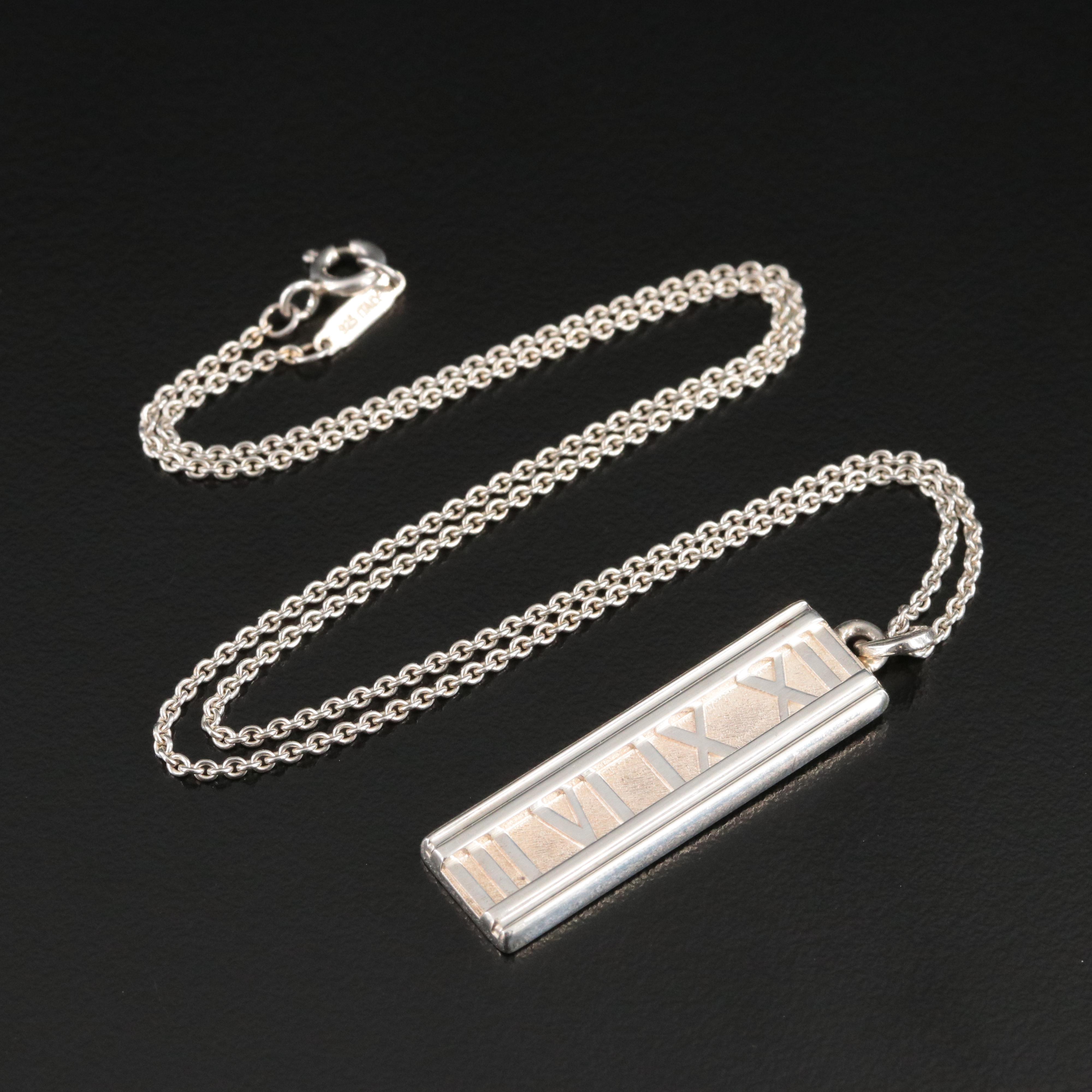 Tiffany & Co. Atlas Sterling Bar Pendant Necklace