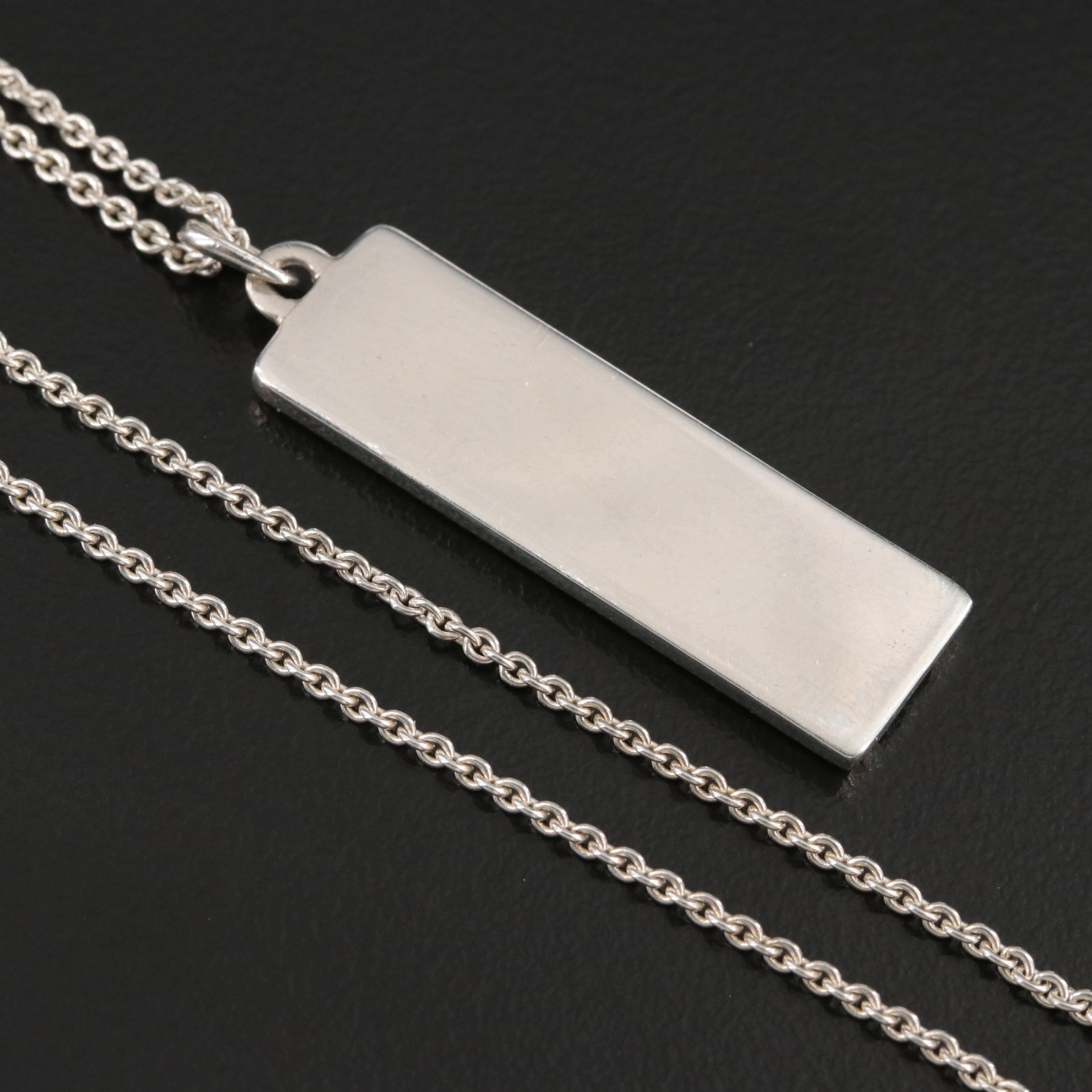 Tiffany & Co. Atlas Sterling Bar Pendant Necklace