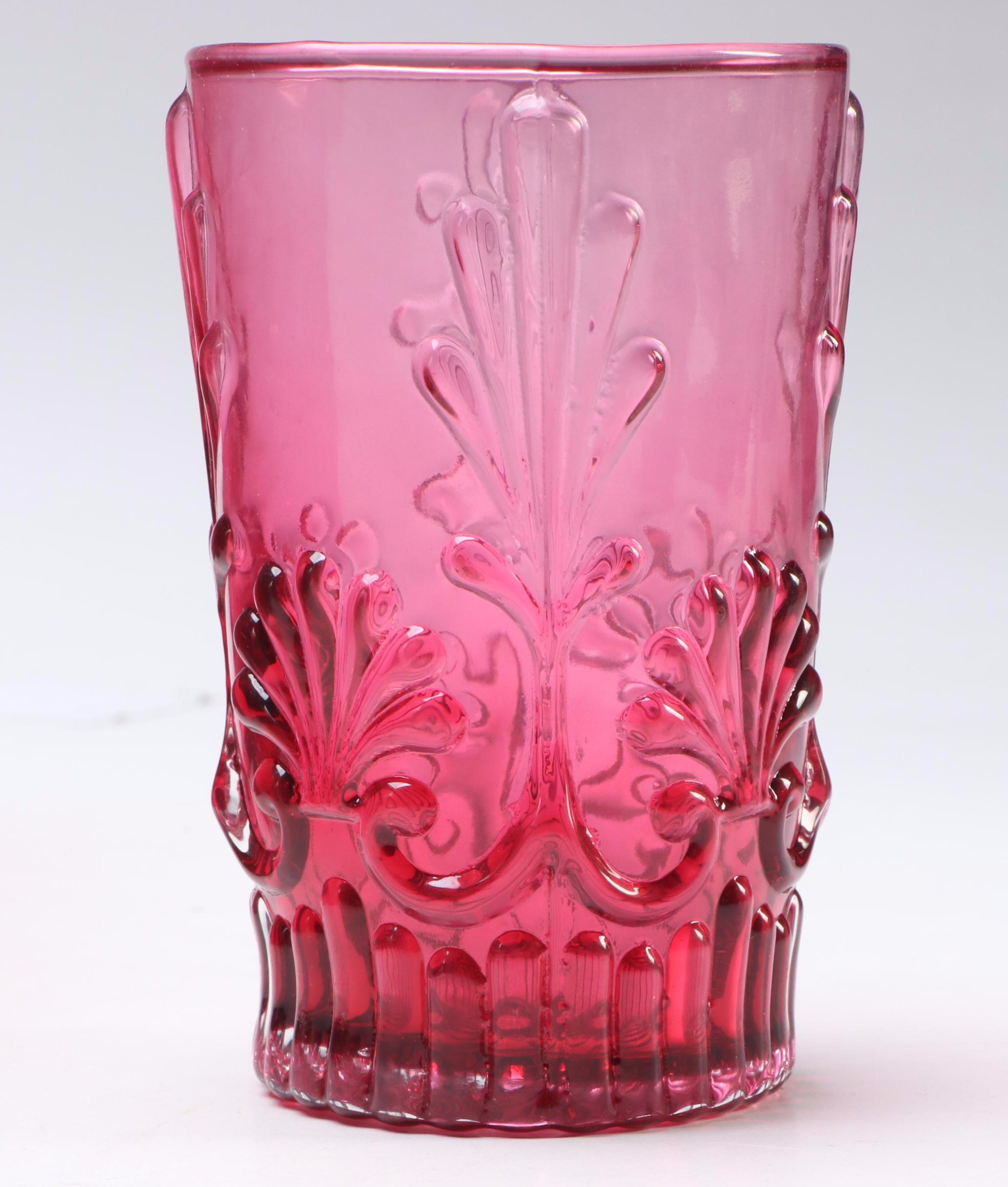 Pilgrim Glass "Adams" Cranberry Glass Tumblers