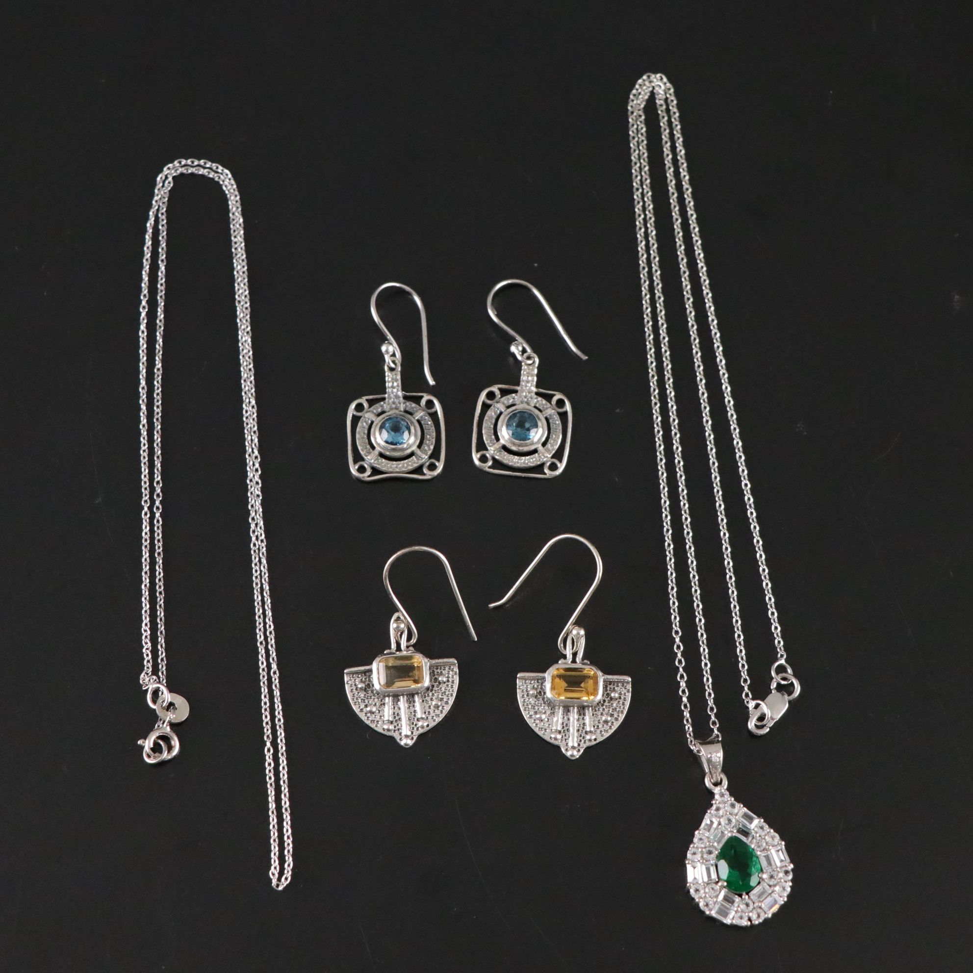 14 Assorted Sterling Silver Rings, Necklaces and Earrings