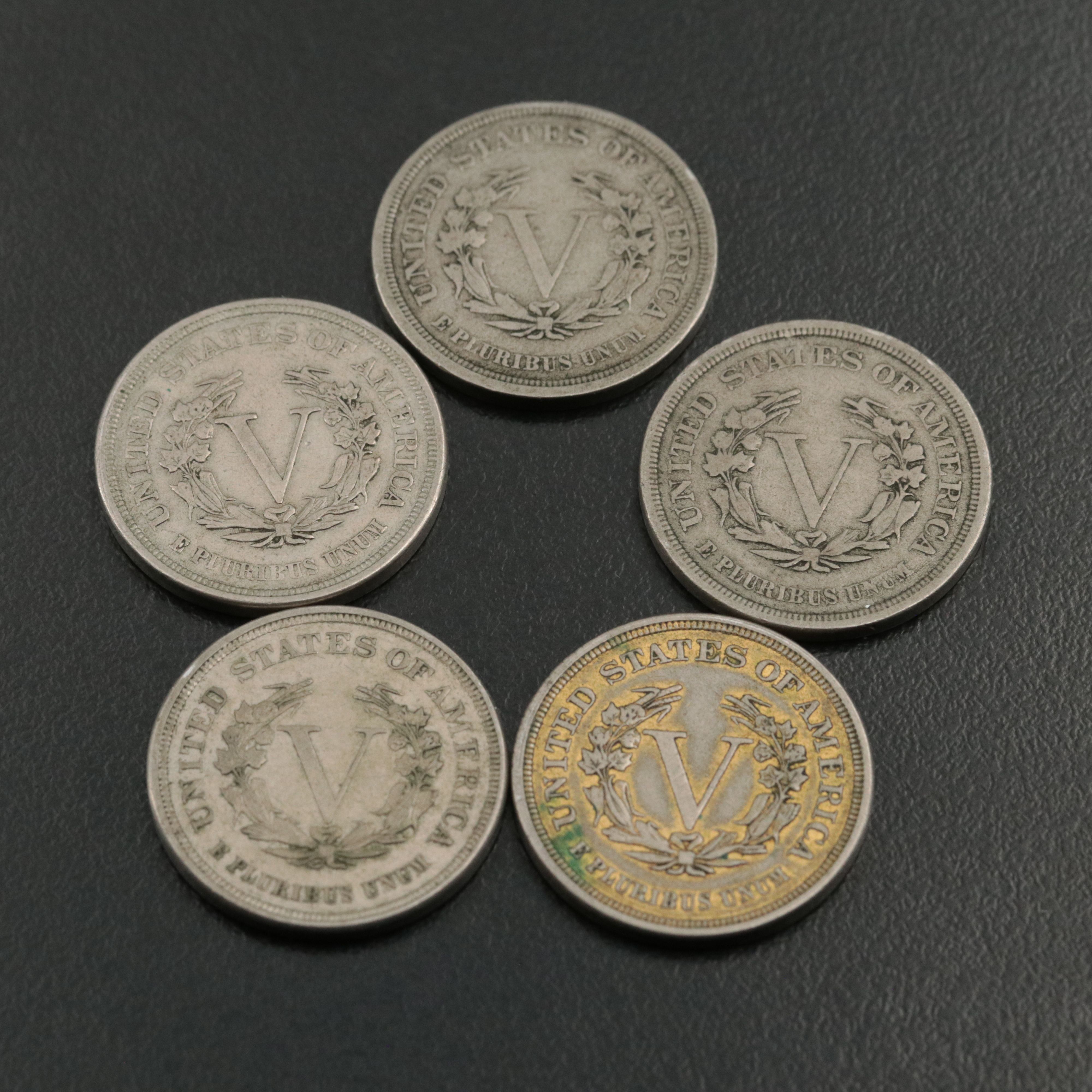 Nine U.S.Two Cent Pieces and Liberty Nickels