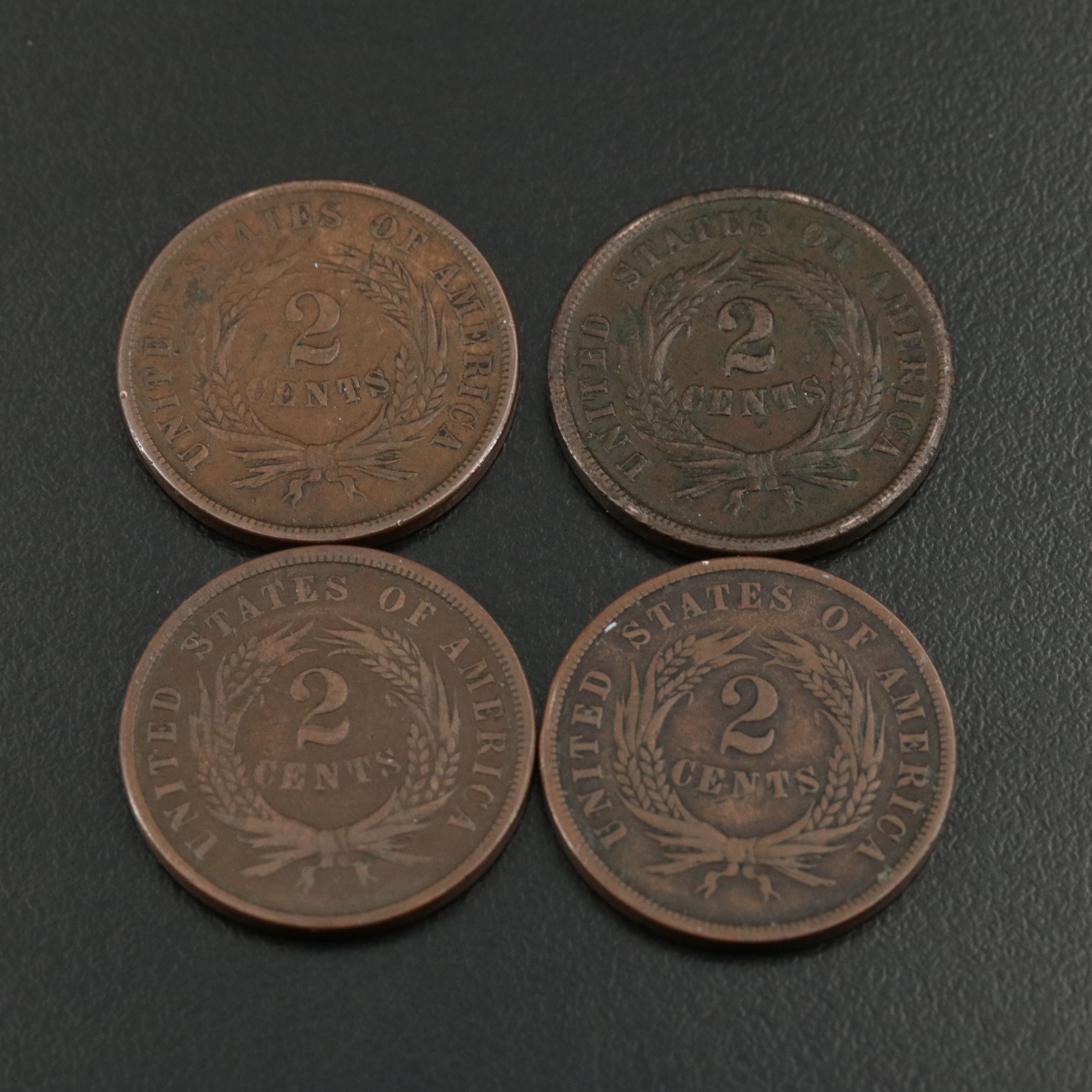 Nine U.S.Two Cent Pieces and Liberty Nickels