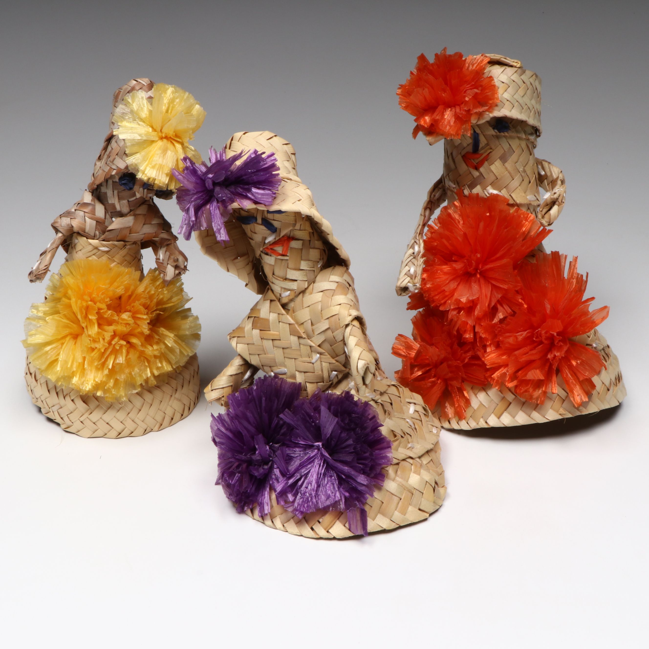 Bahamian Silver Palm and Rafia Dolls, 1980s