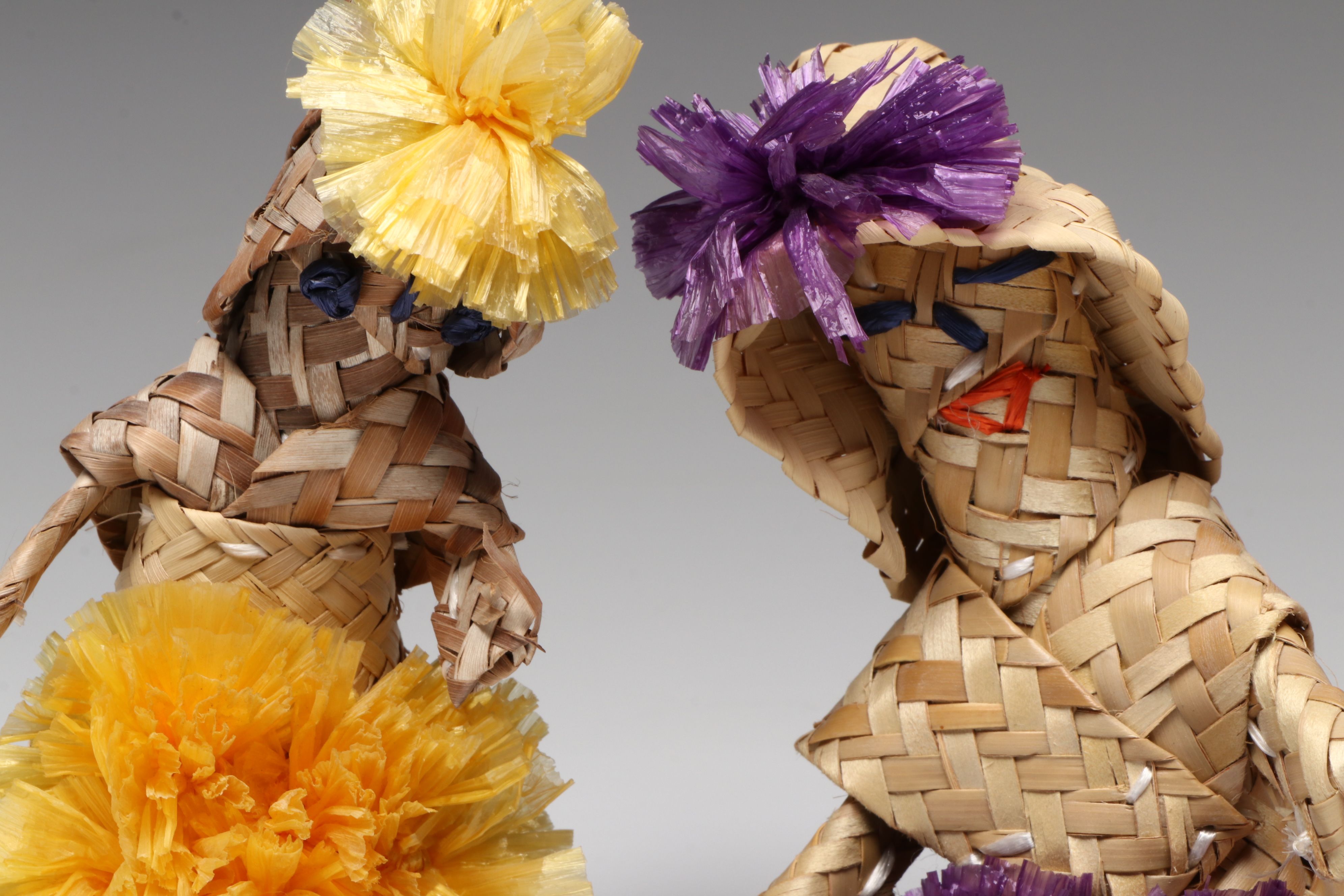 Bahamian Silver Palm and Rafia Dolls, 1980s