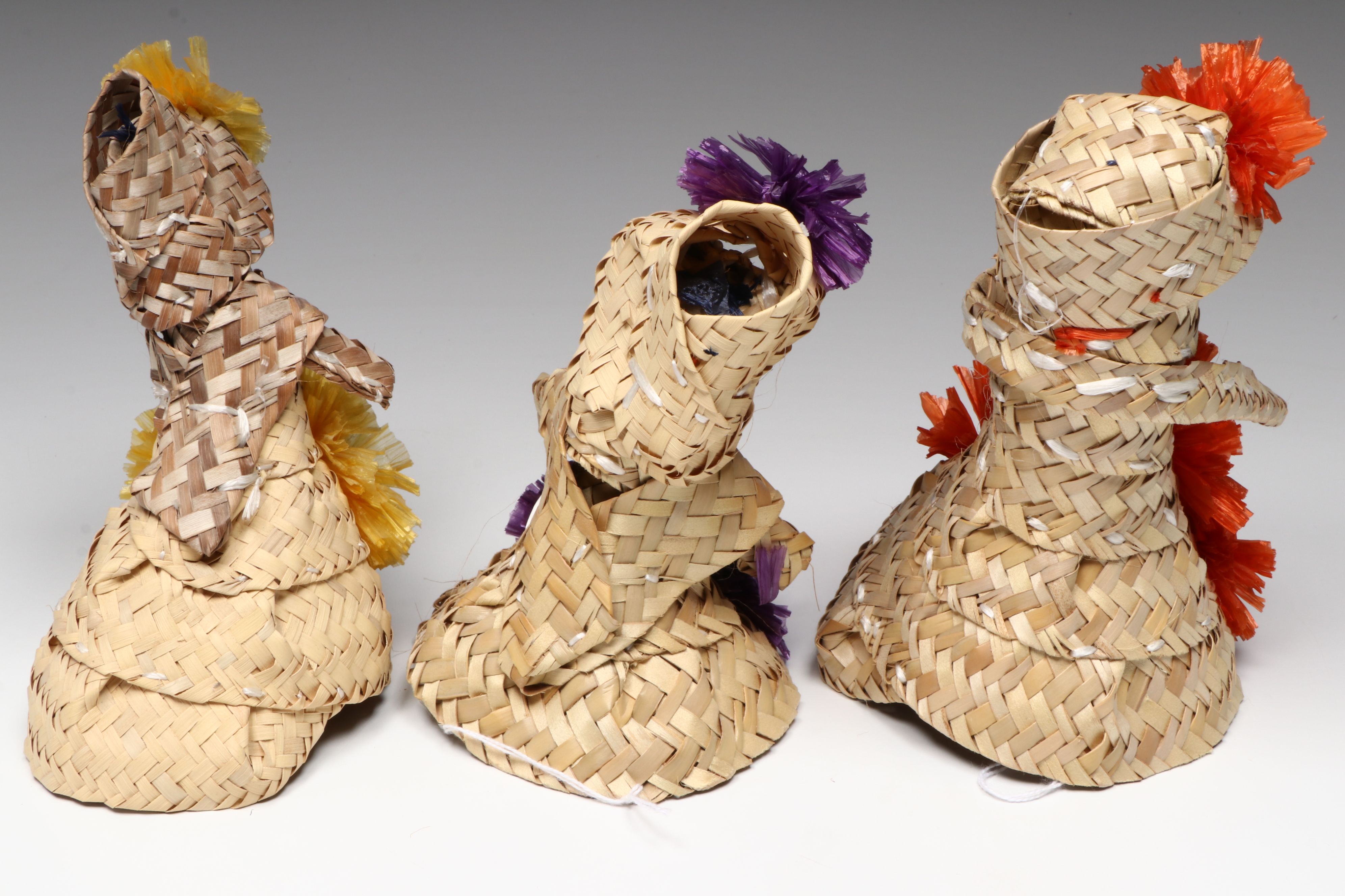 Bahamian Silver Palm and Rafia Dolls, 1980s