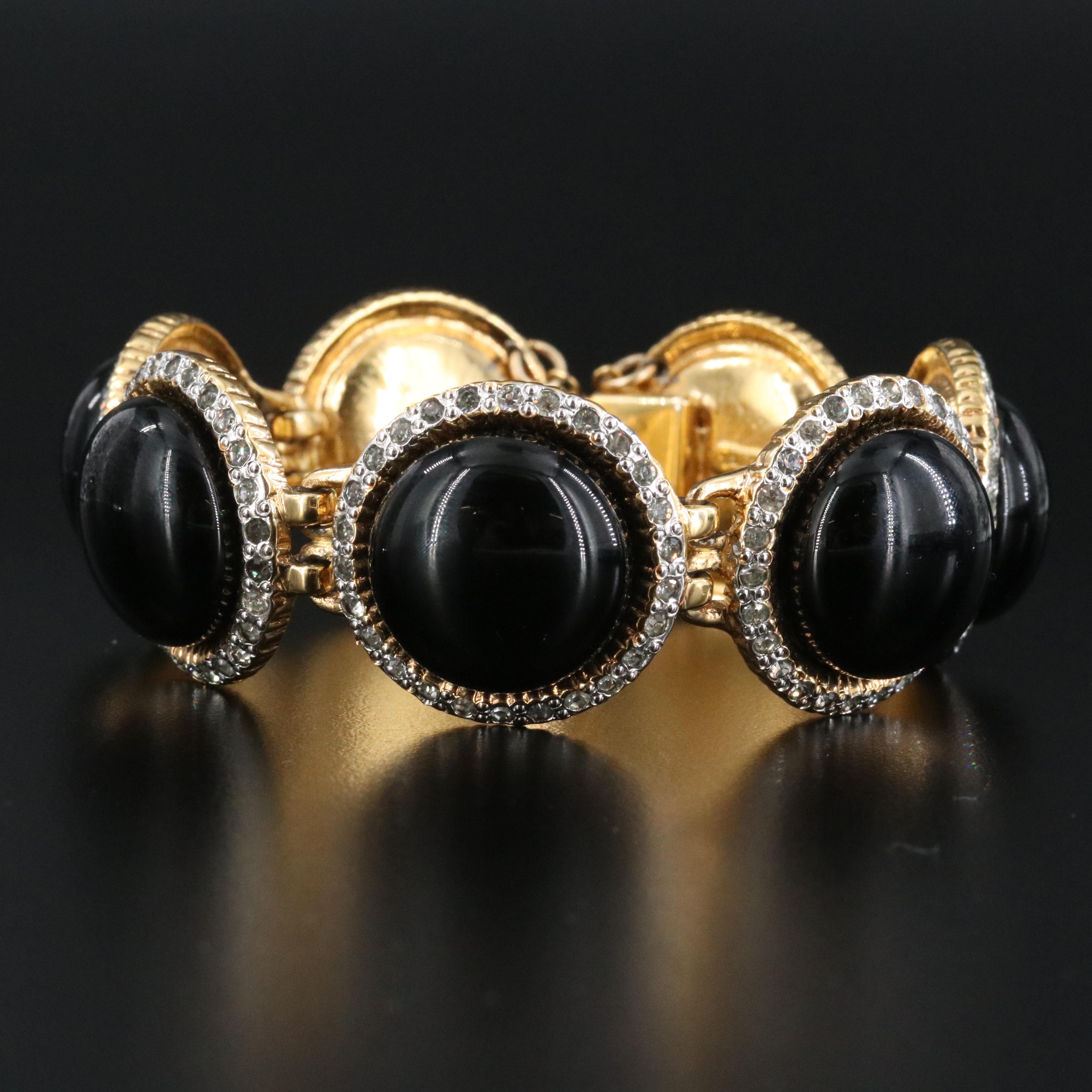 Valentino Black Glass and Crystal Bracelet
