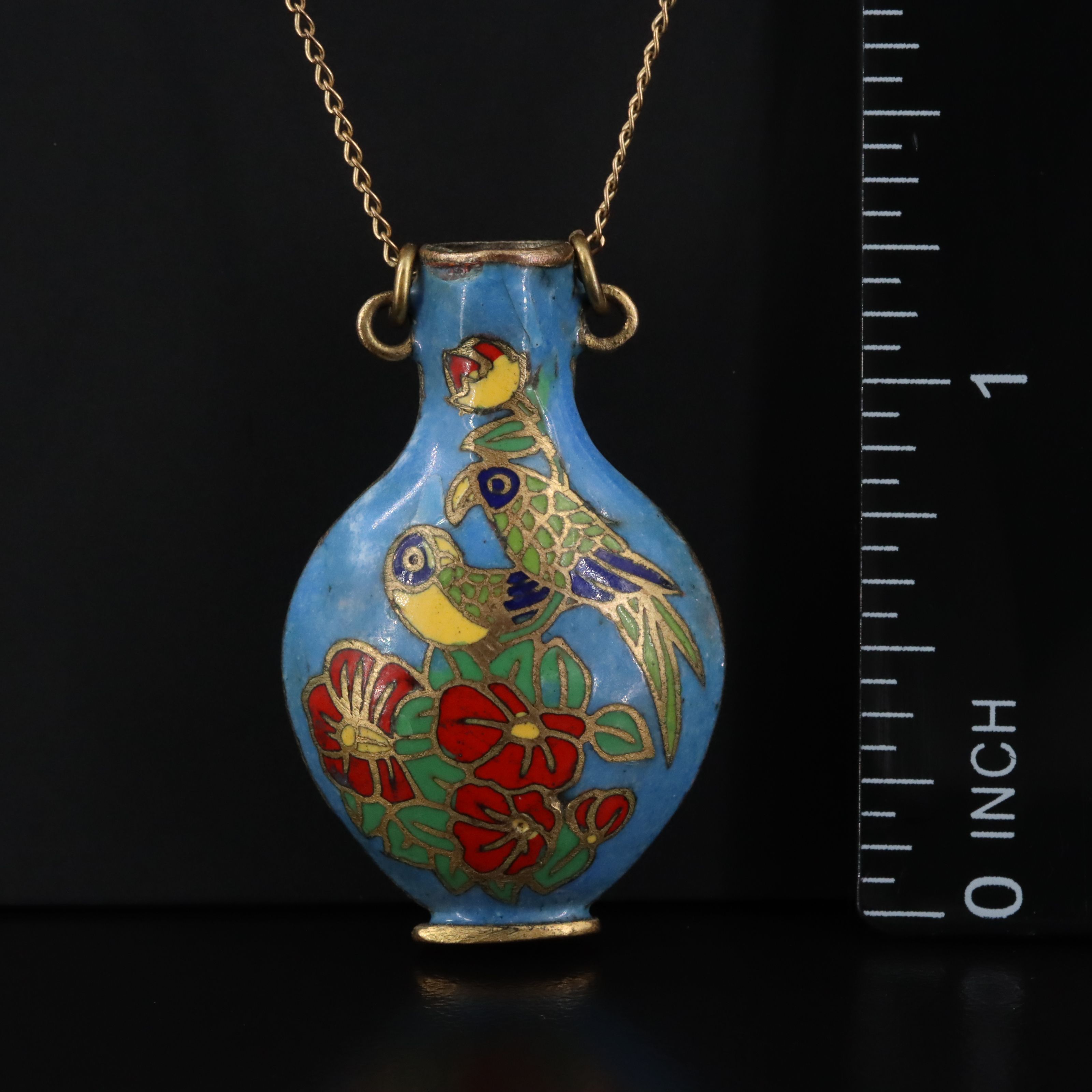 Gold-Filled Enamel Vase Necklace