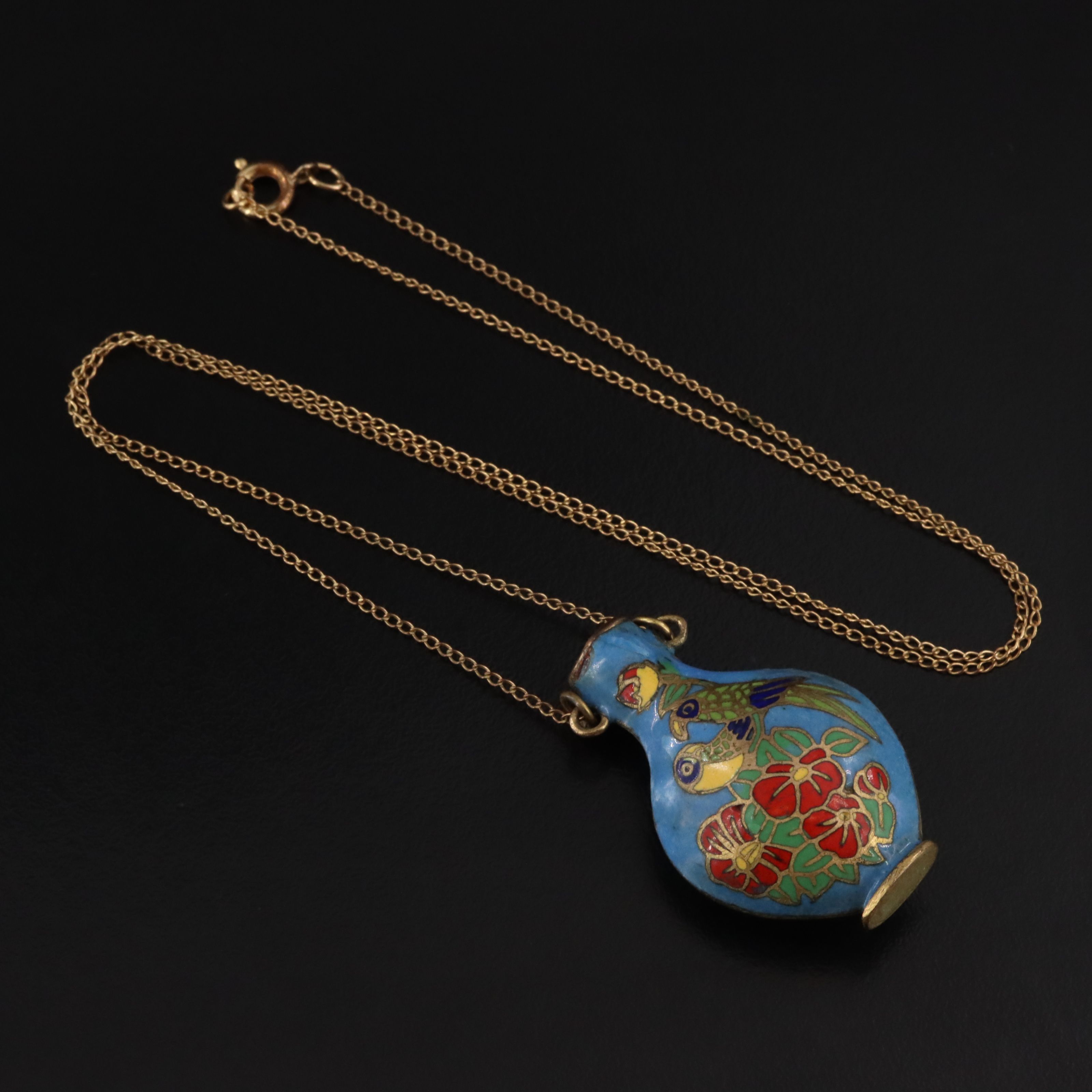 Gold-Filled Enamel Vase Necklace