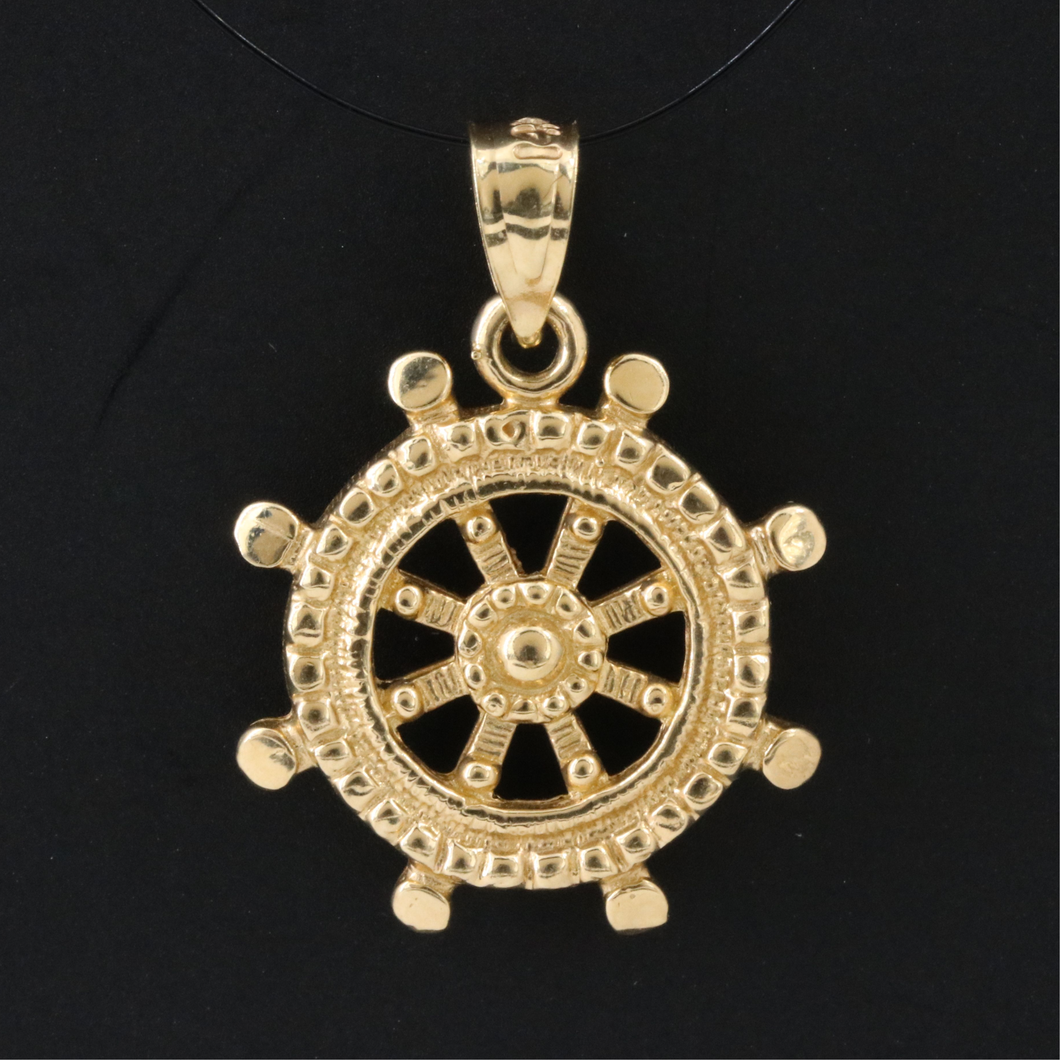 14K Ships Wheel Pendant