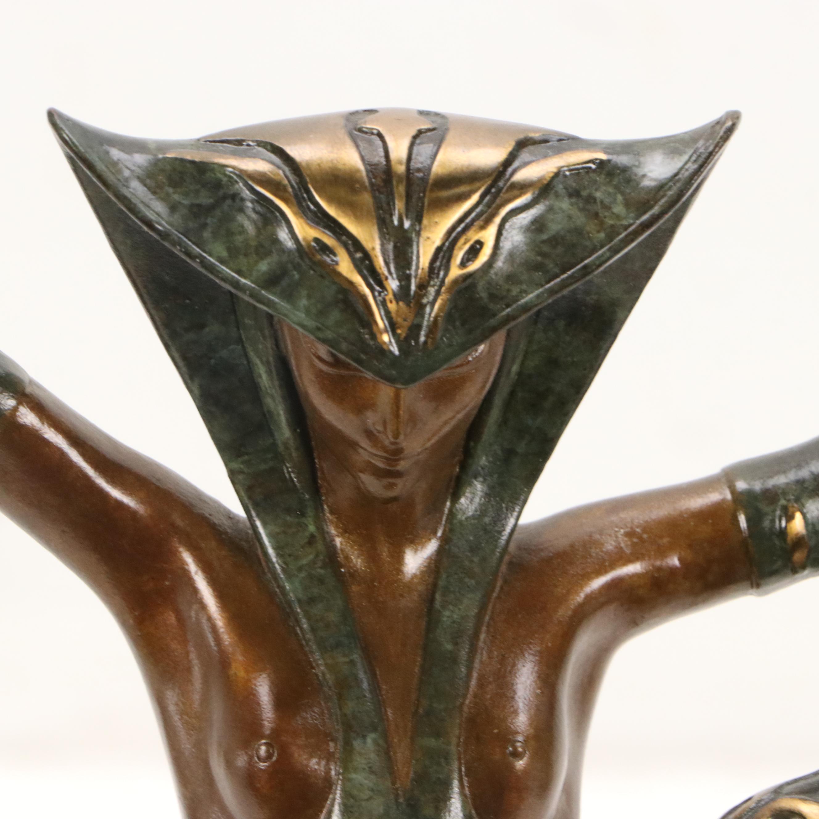 Erté Art Deco Style Bronze Sculpture of Snake Woman "La Jalousie," 1980