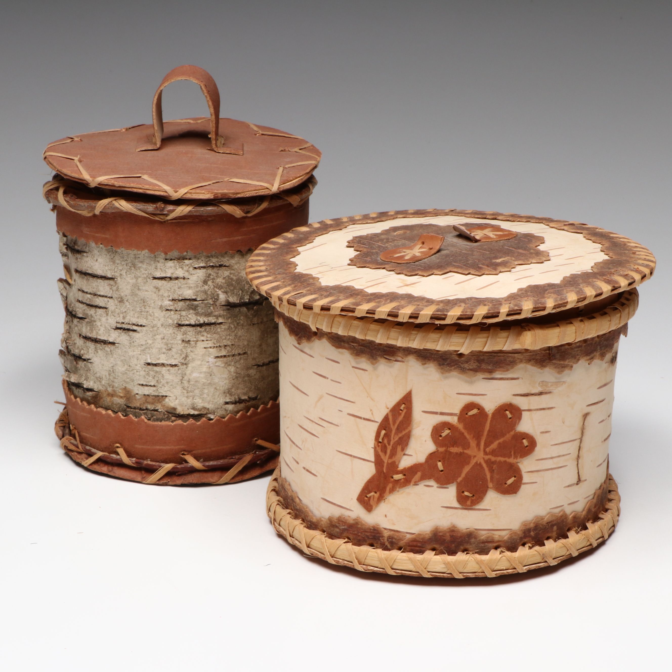 Phyllis Bunker and Margaret Hill Anishinaabe (Ojibwe) Birch Bark Boxes