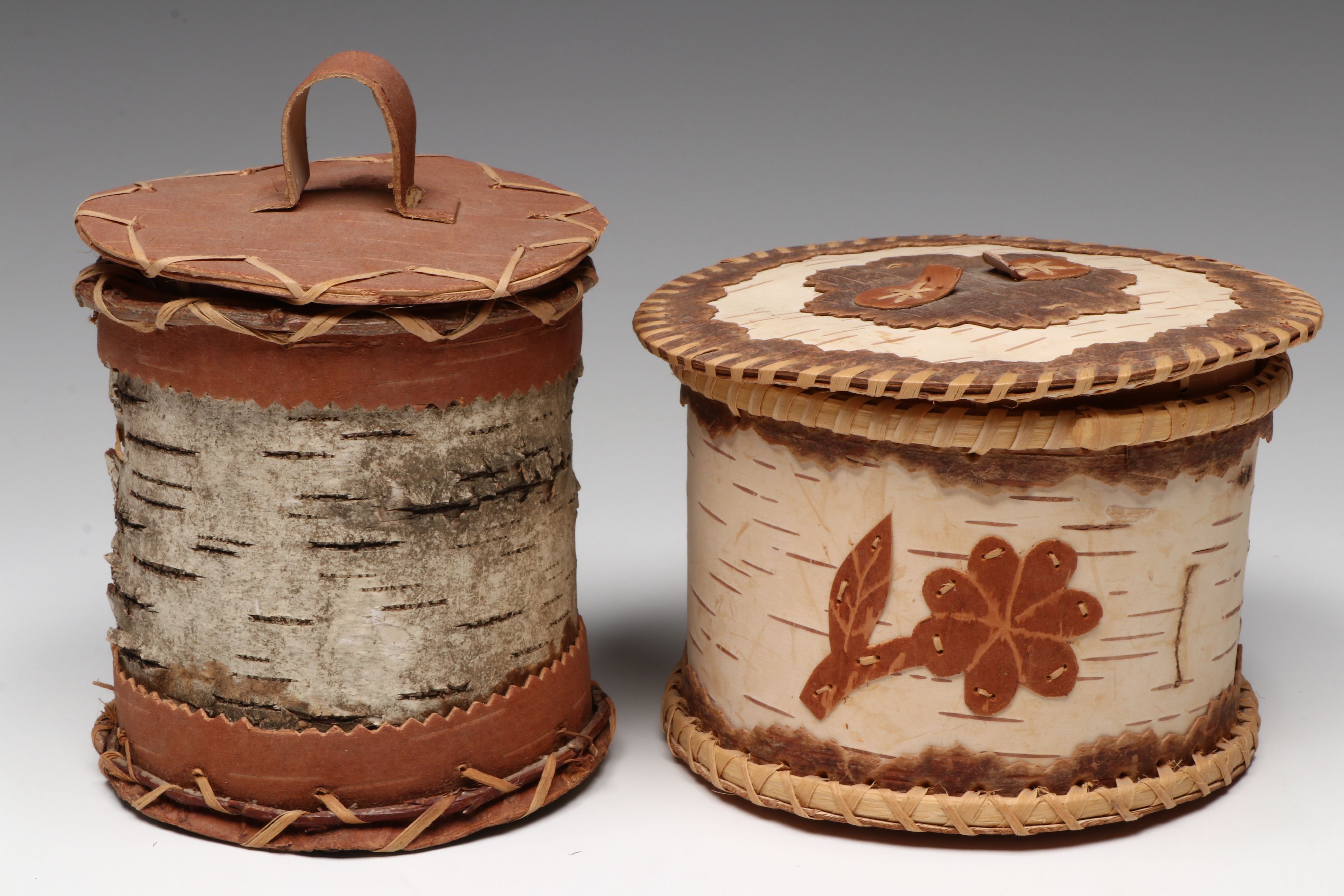 Phyllis Bunker and Margaret Hill Anishinaabe (Ojibwe) Birch Bark Boxes