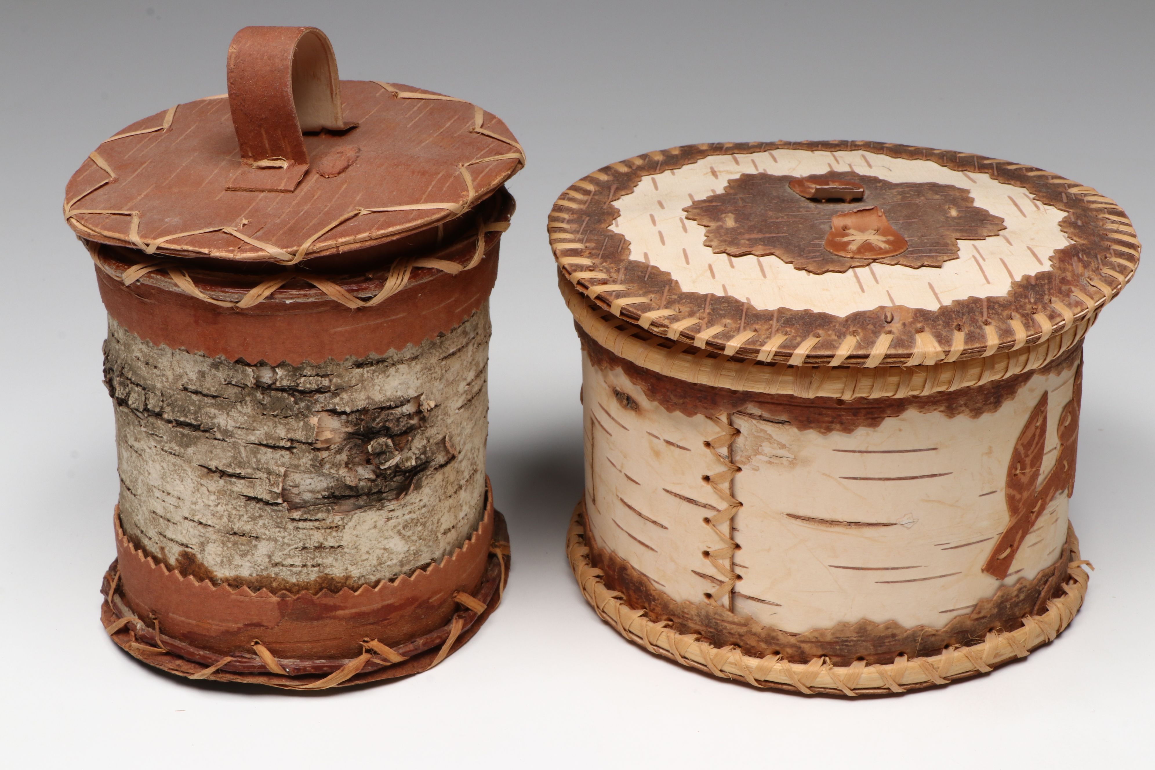 Phyllis Bunker and Margaret Hill Anishinaabe (Ojibwe) Birch Bark Boxes