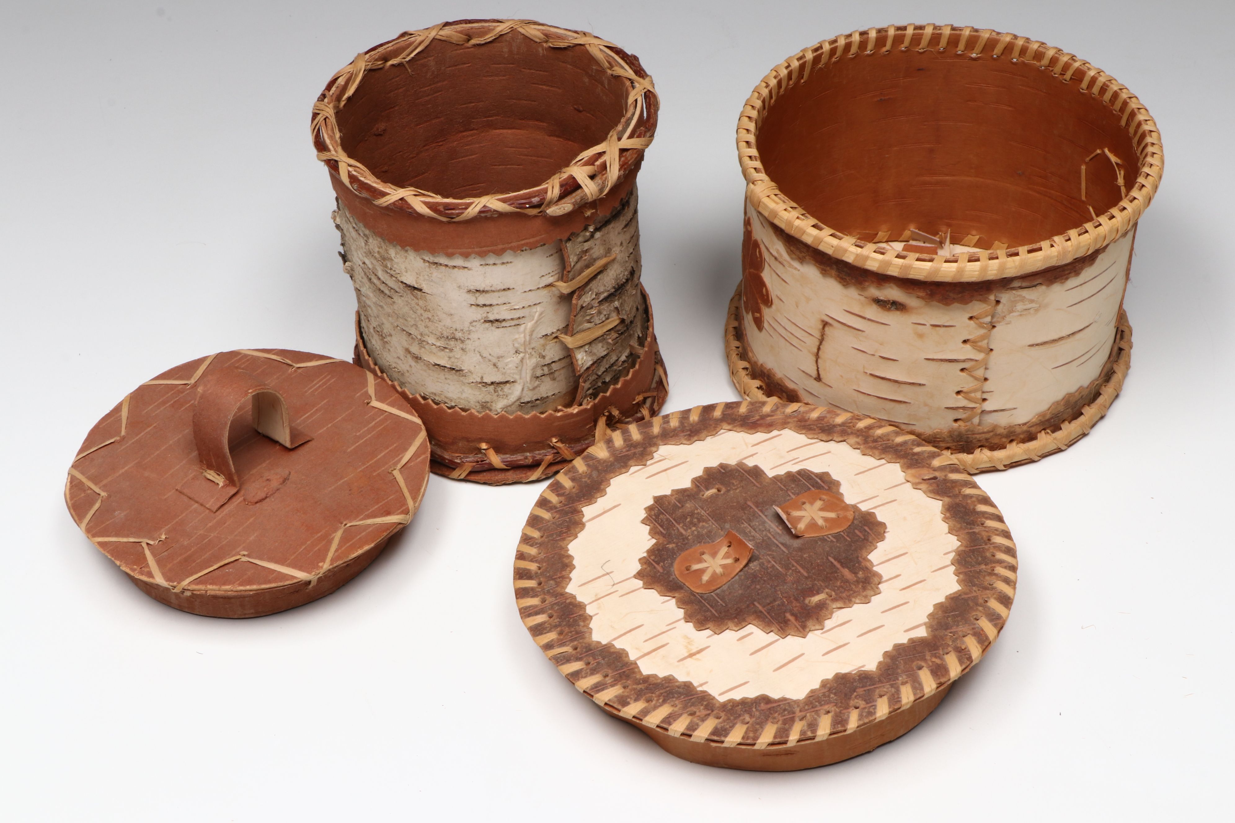 Phyllis Bunker and Margaret Hill Anishinaabe (Ojibwe) Birch Bark Boxes