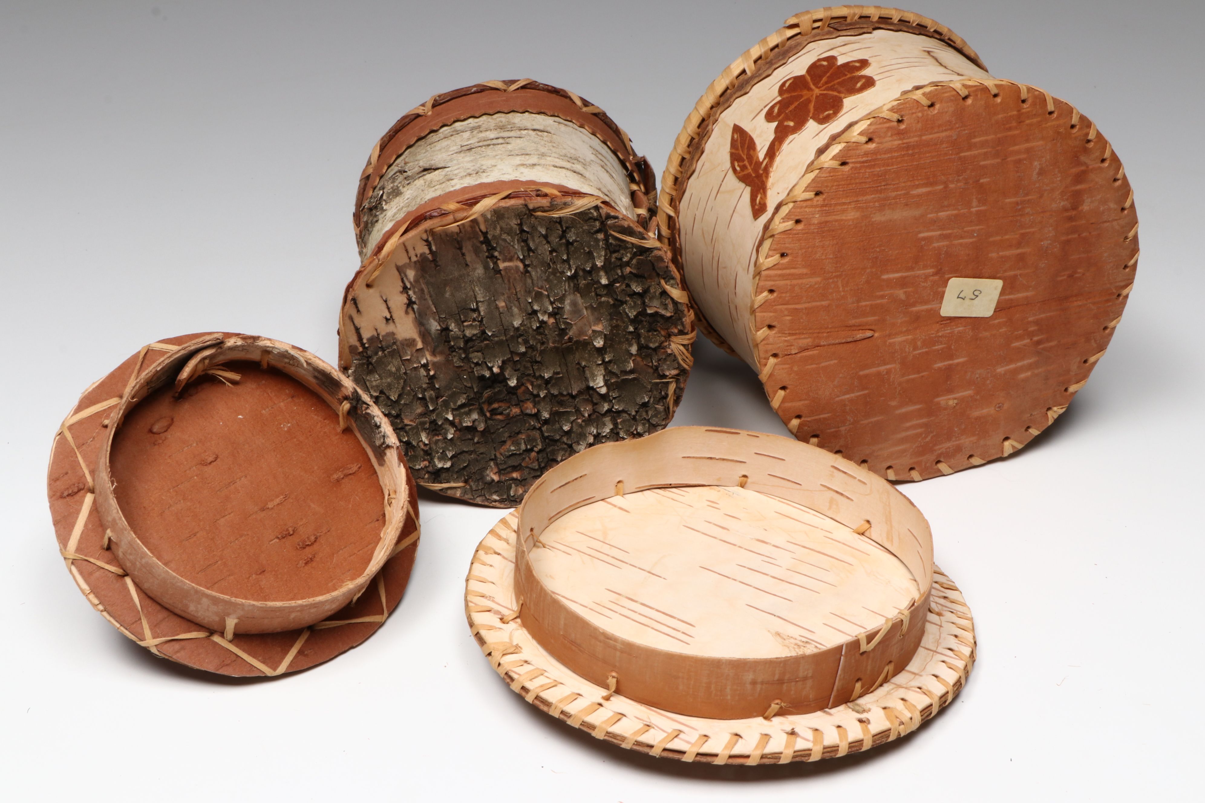 Phyllis Bunker and Margaret Hill Anishinaabe (Ojibwe) Birch Bark Boxes