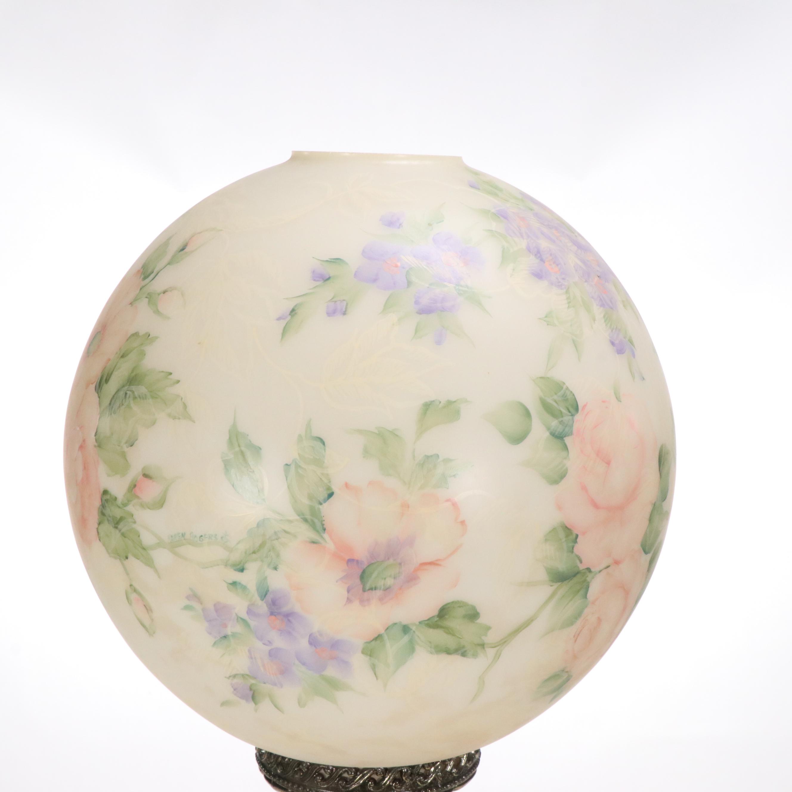 Karen Rogers Hand-Painted Gone with the Wind Style Parlor Lamp