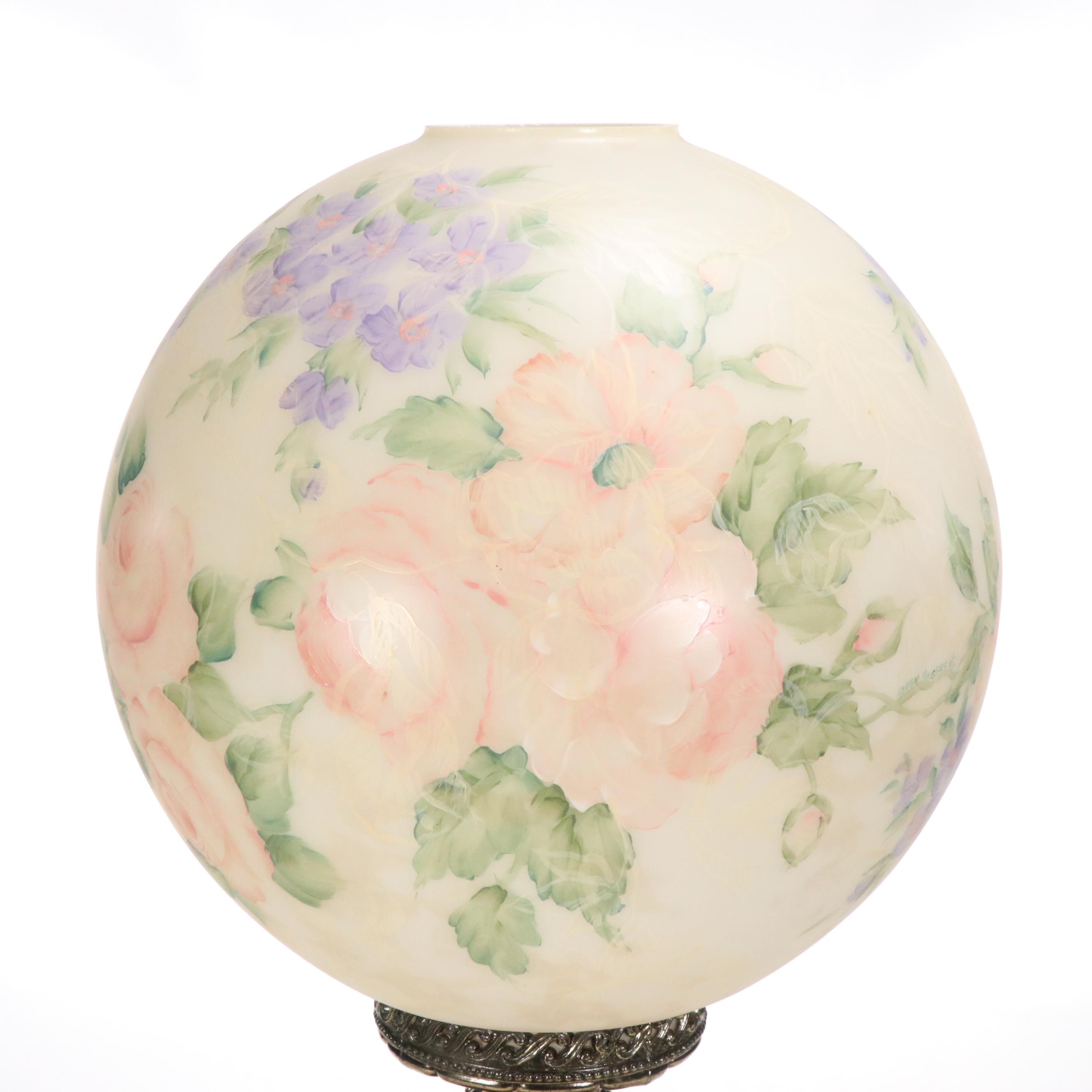 Karen Rogers Hand-Painted Gone with the Wind Style Parlor Lamp