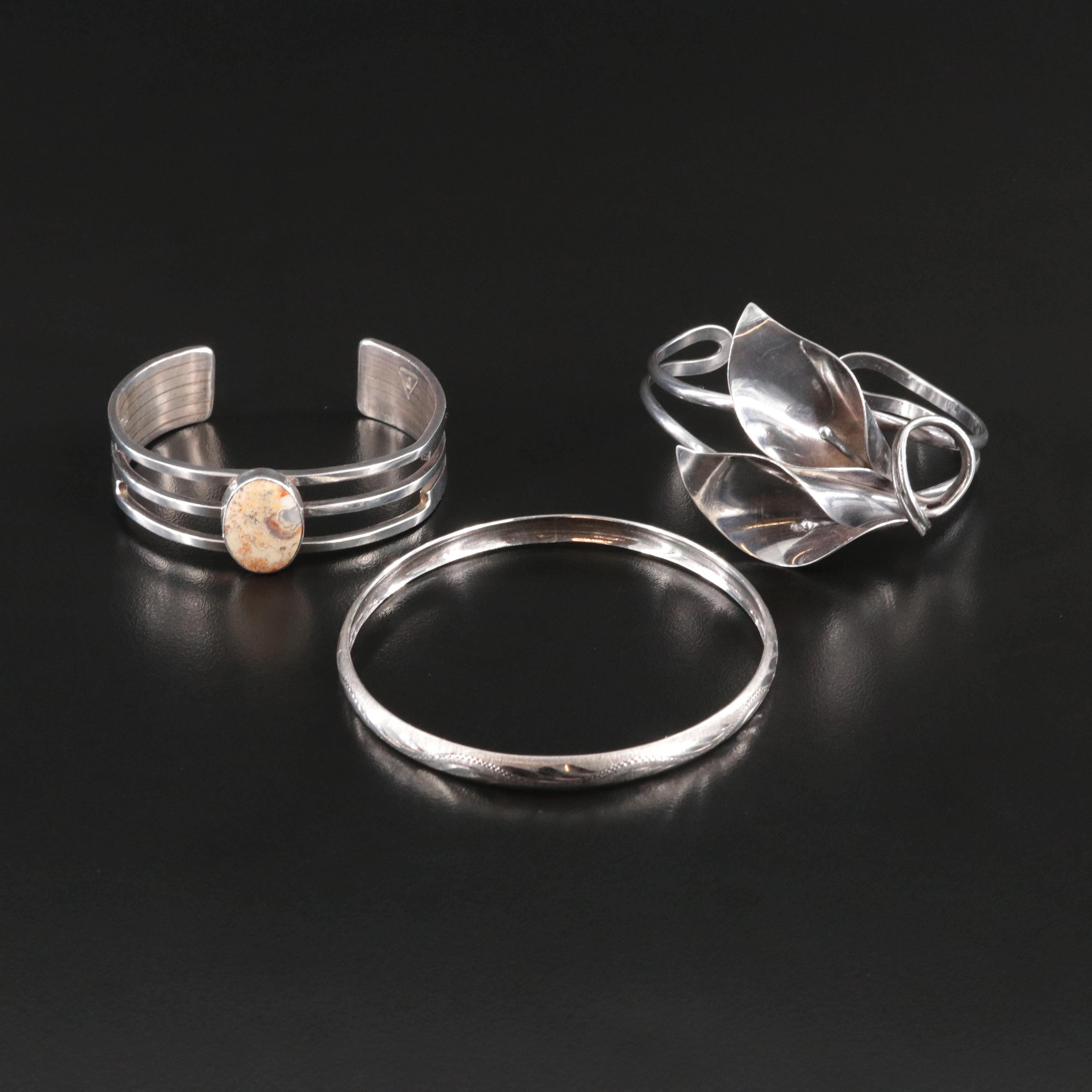 Stuart Nye and Agate Featured in Sterling Bracelets