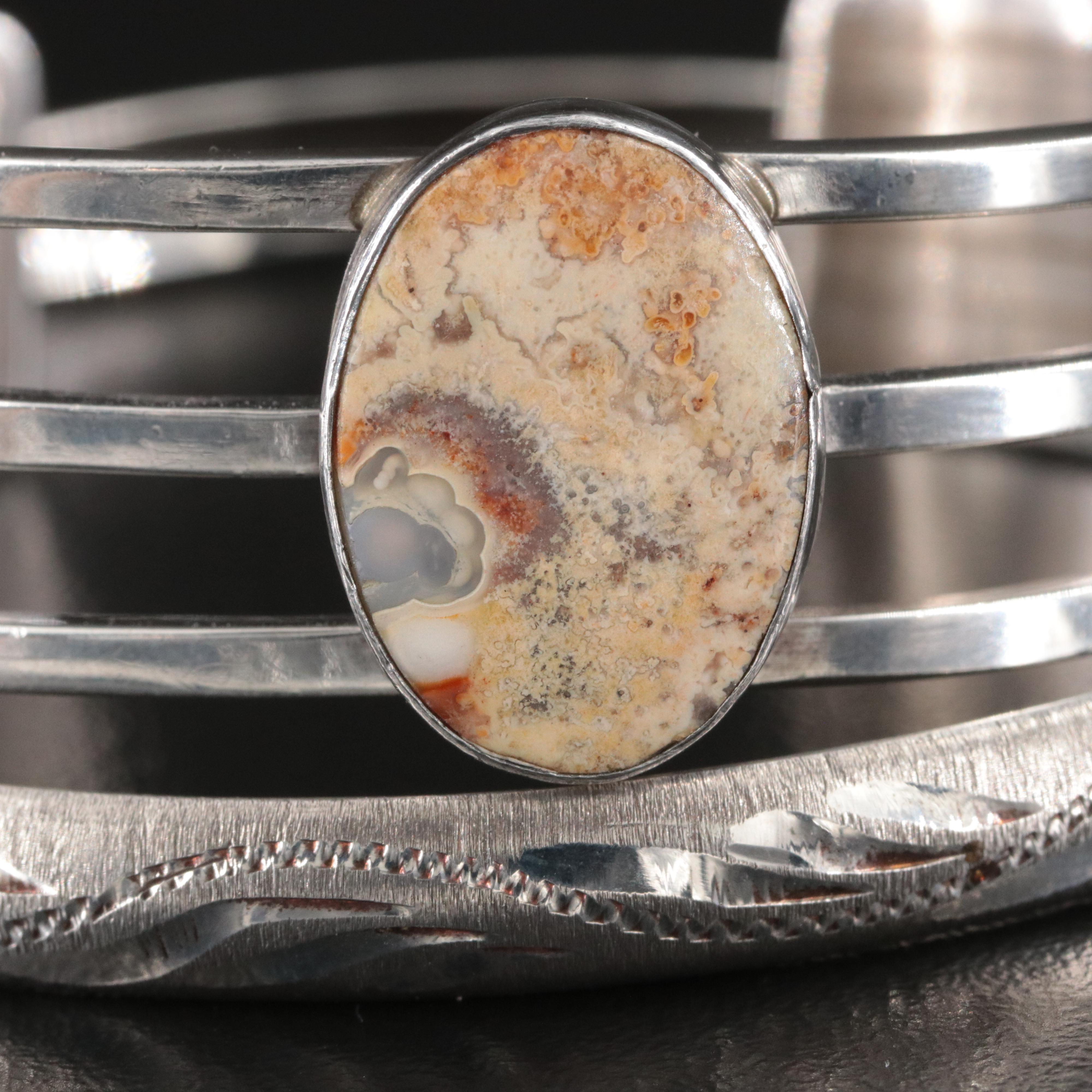 Stuart Nye and Agate Featured in Sterling Bracelets